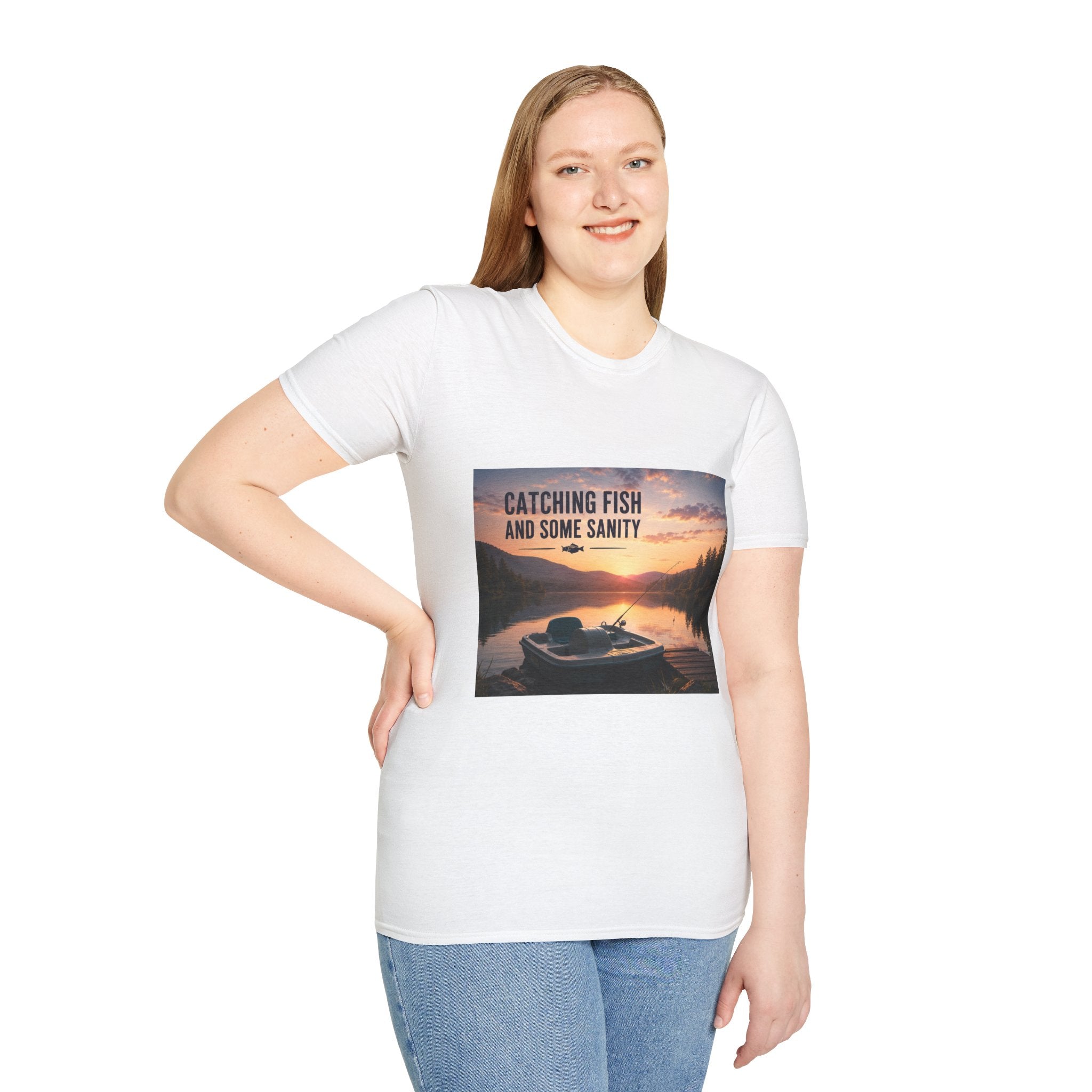 “Catching Fish and Some Sanity” Sunset Lake Graphic Tee