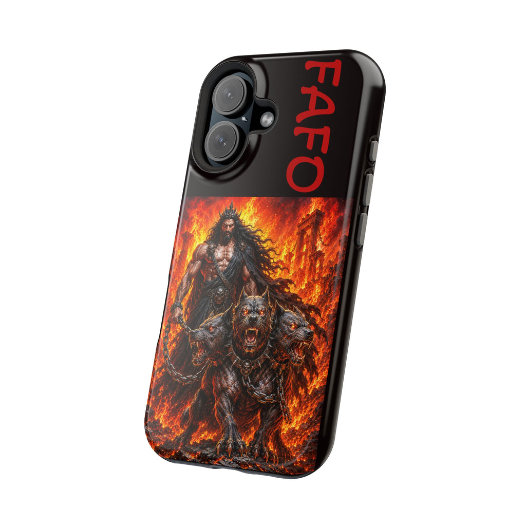 Phone Case —Hades  FAFO Warrior with Hellhound Fire Art (Magnetic Impact-Resistant)