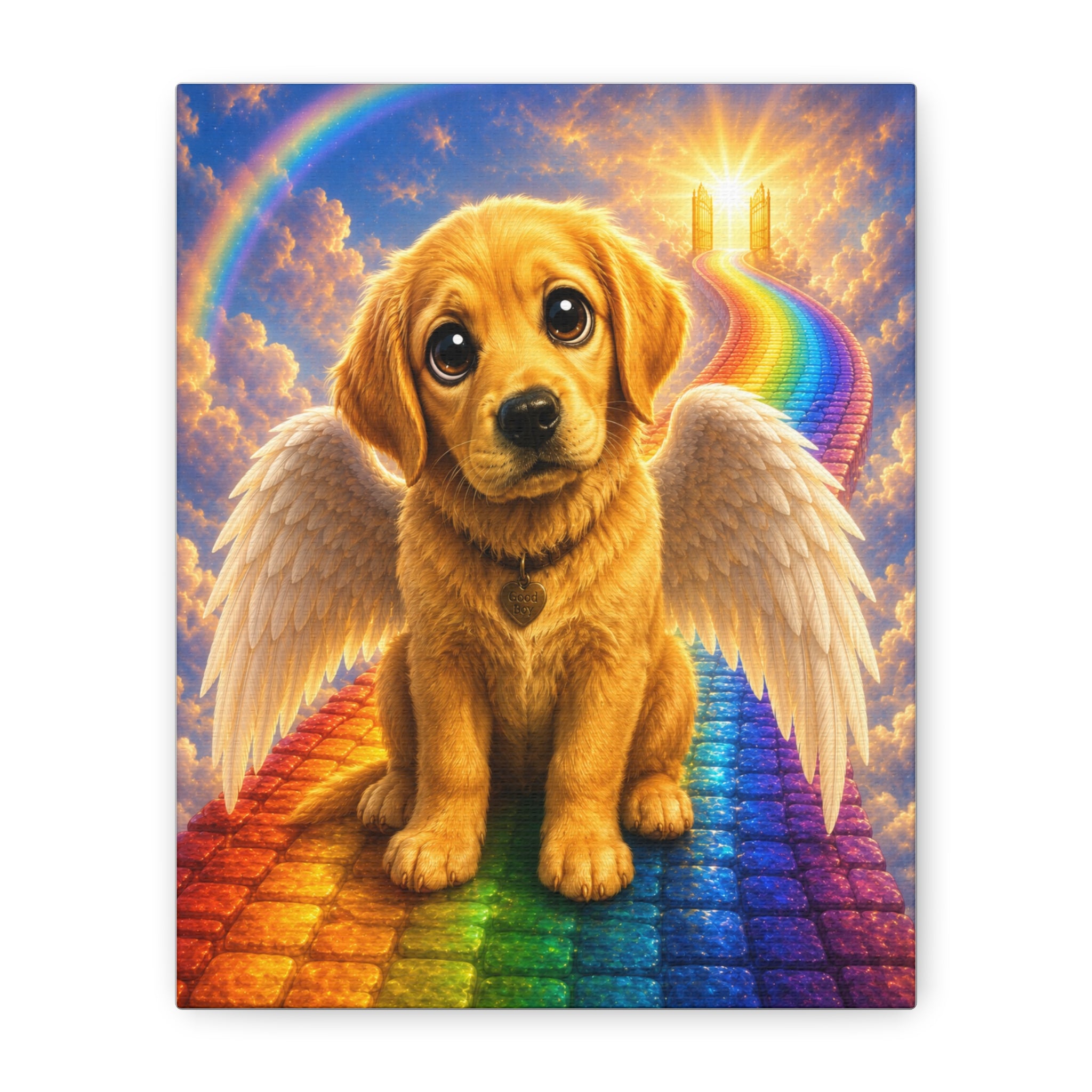 Rainbow Bridge Angel golden retriever Canvas