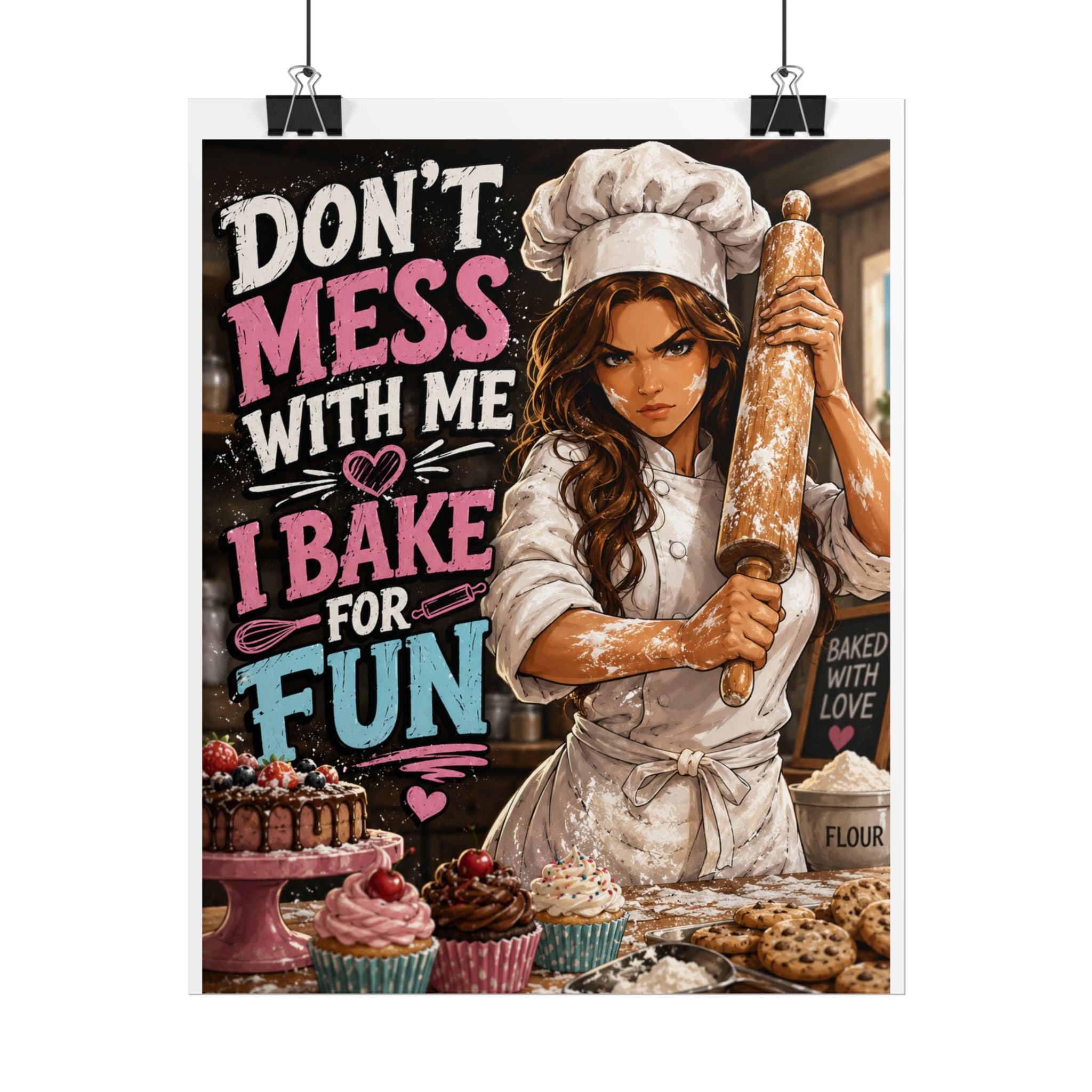 Baking Poster – "Don't Mess With Me I Bake for Fun" Chef Wall Art