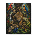Jungle Wildlife Canvas Print — Jaguar, Parrot & Reptile Tropical Wall Art