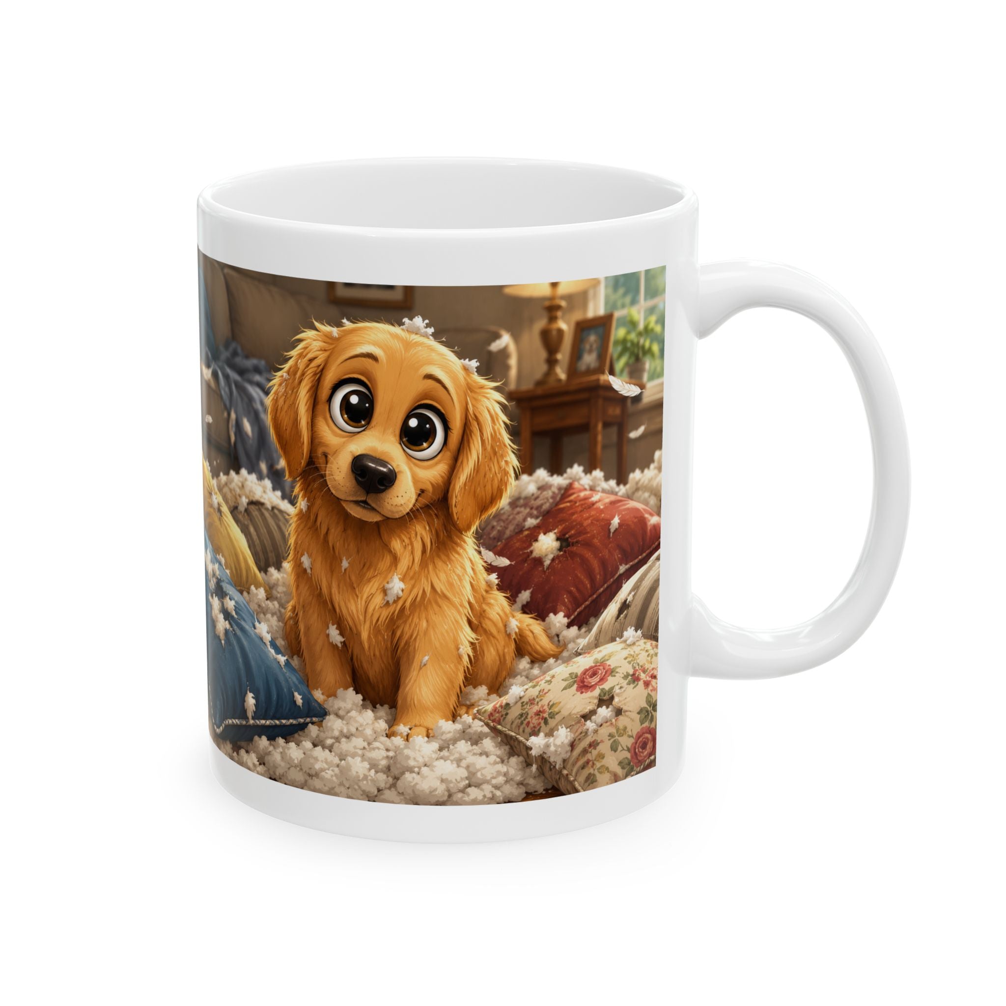 Cute Puppy on Pillows Coffee Cup (11oz & 15oz)