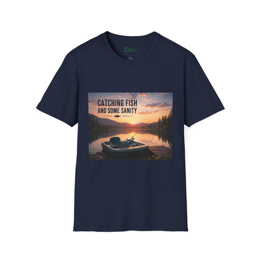 “Catching Fish and Some Sanity” Sunset Lake Graphic Tee
