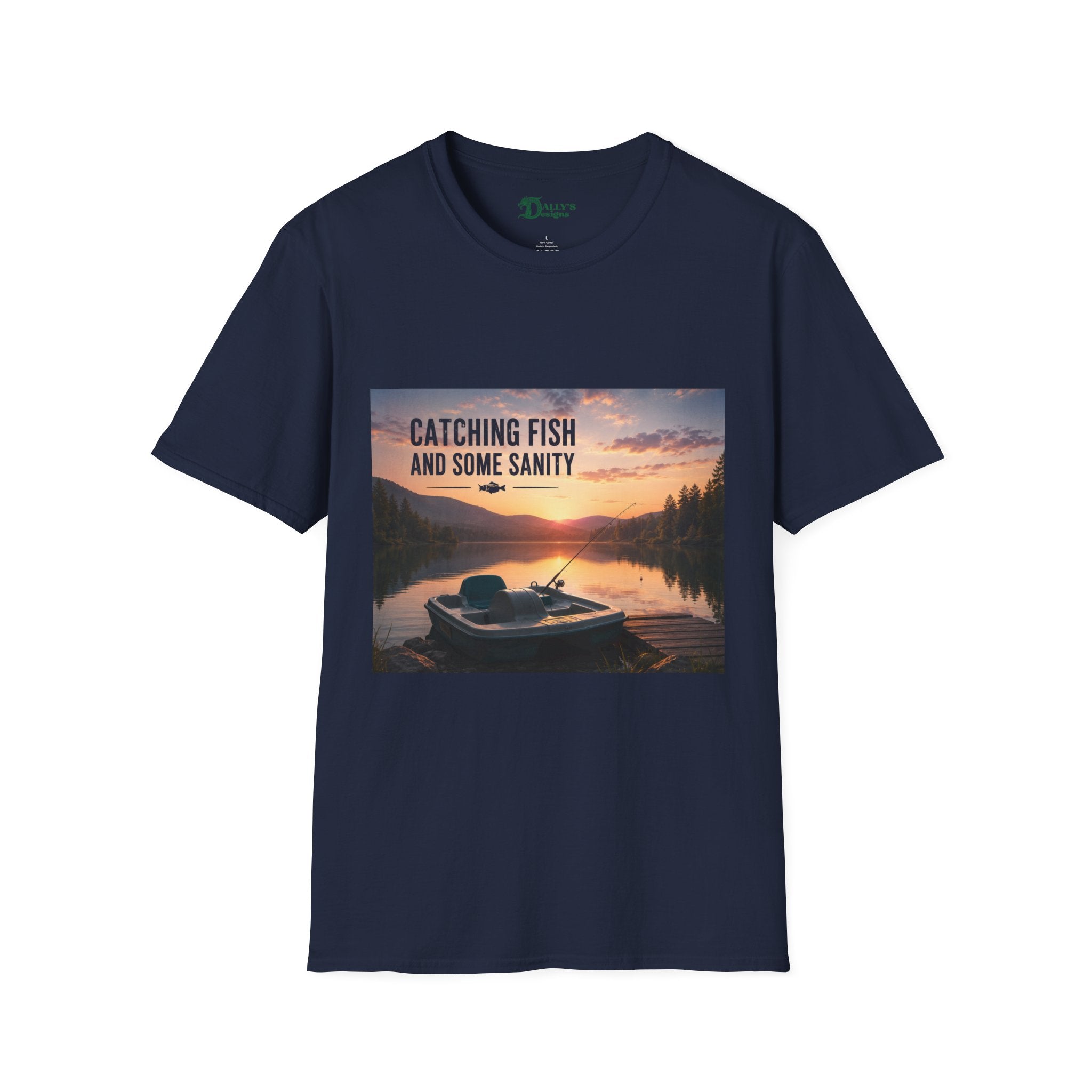 “Catching Fish and Some Sanity” Sunset Lake Graphic Tee