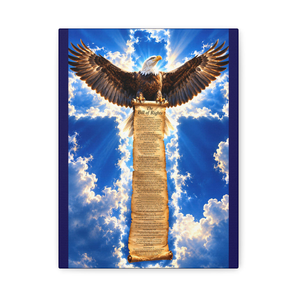 Eagle Cross Canvas Print — Bill of Rights Scroll Wall Art