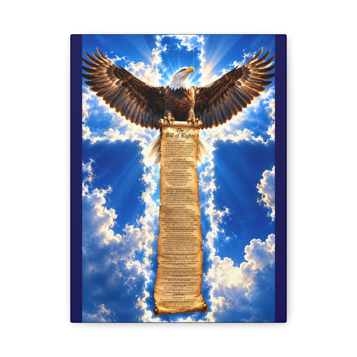 Eagle Cross Canvas Print — Bill of Rights Scroll Wall Art