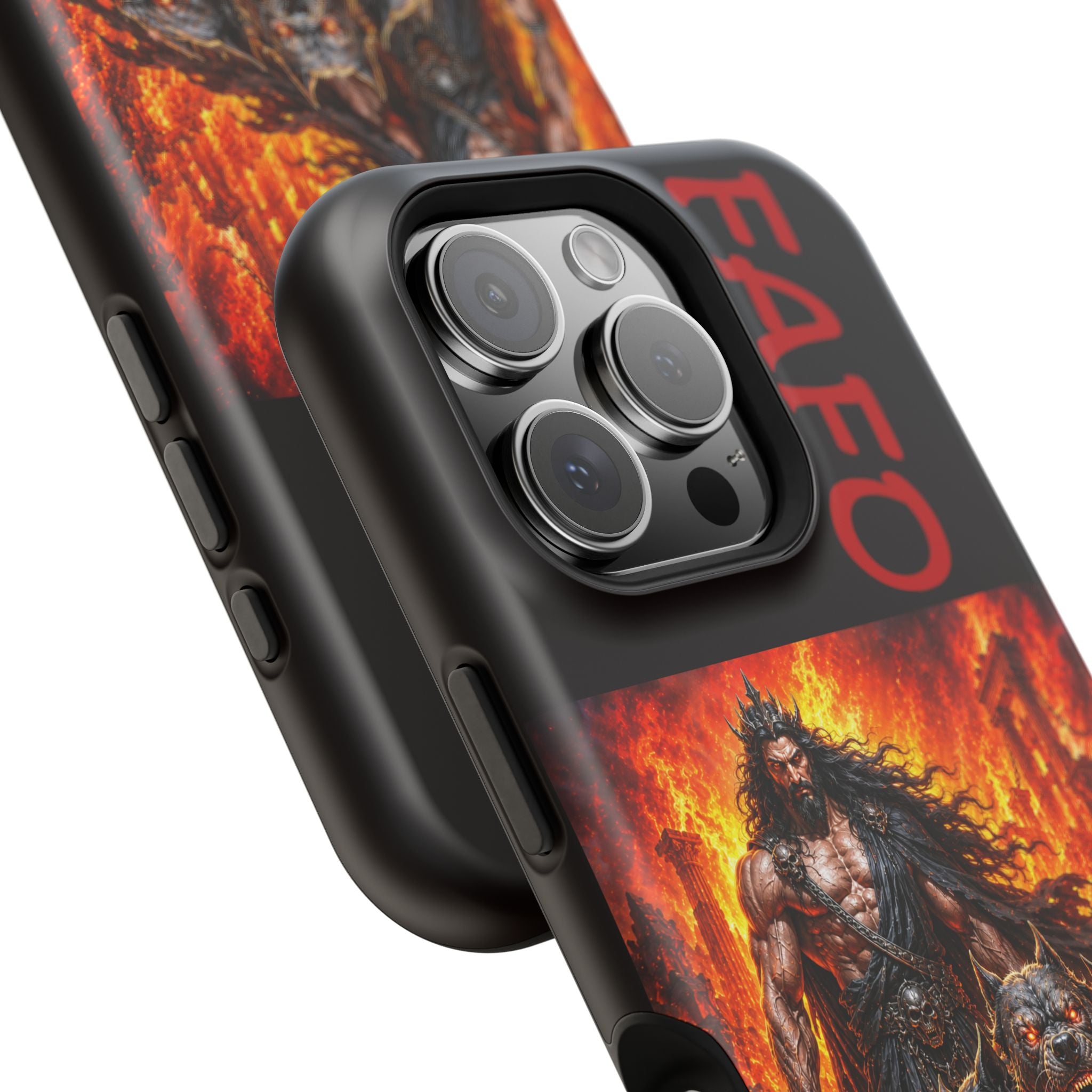 Phone Case —Hades  FAFO Warrior with Hellhound Fire Art (Magnetic Impact-Resistant)