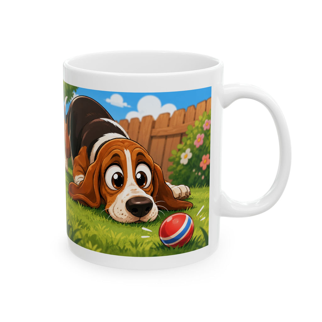 Playful Bassett Hound Dog Ceramic Mug (11oz & 15oz)