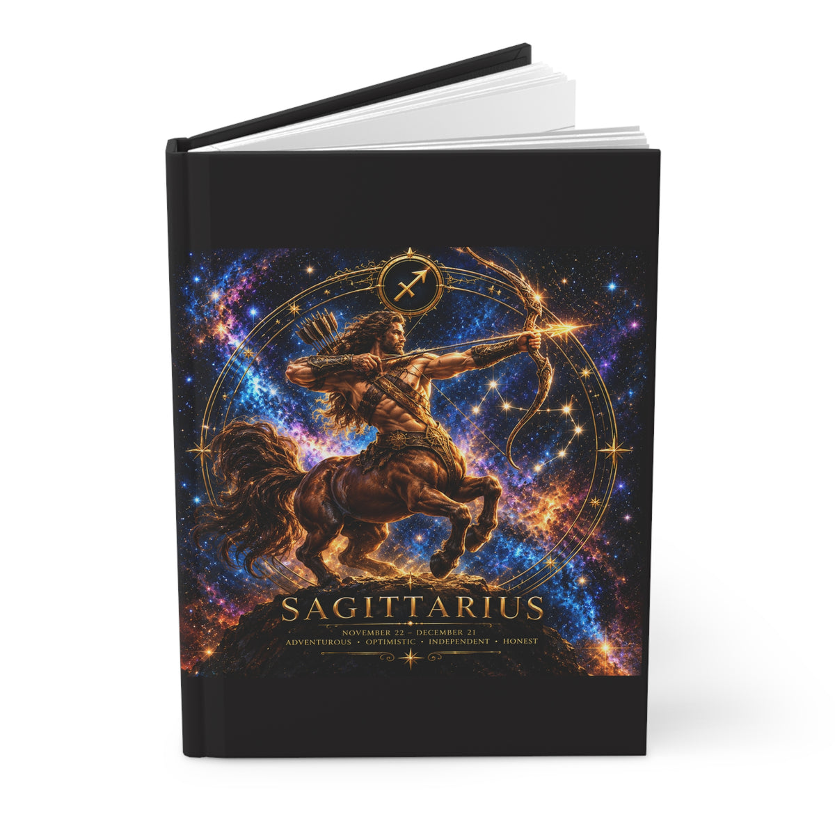 Sagittarius Hardcover Journal — Lined Astrological Notebook with Zodiac Archer Design