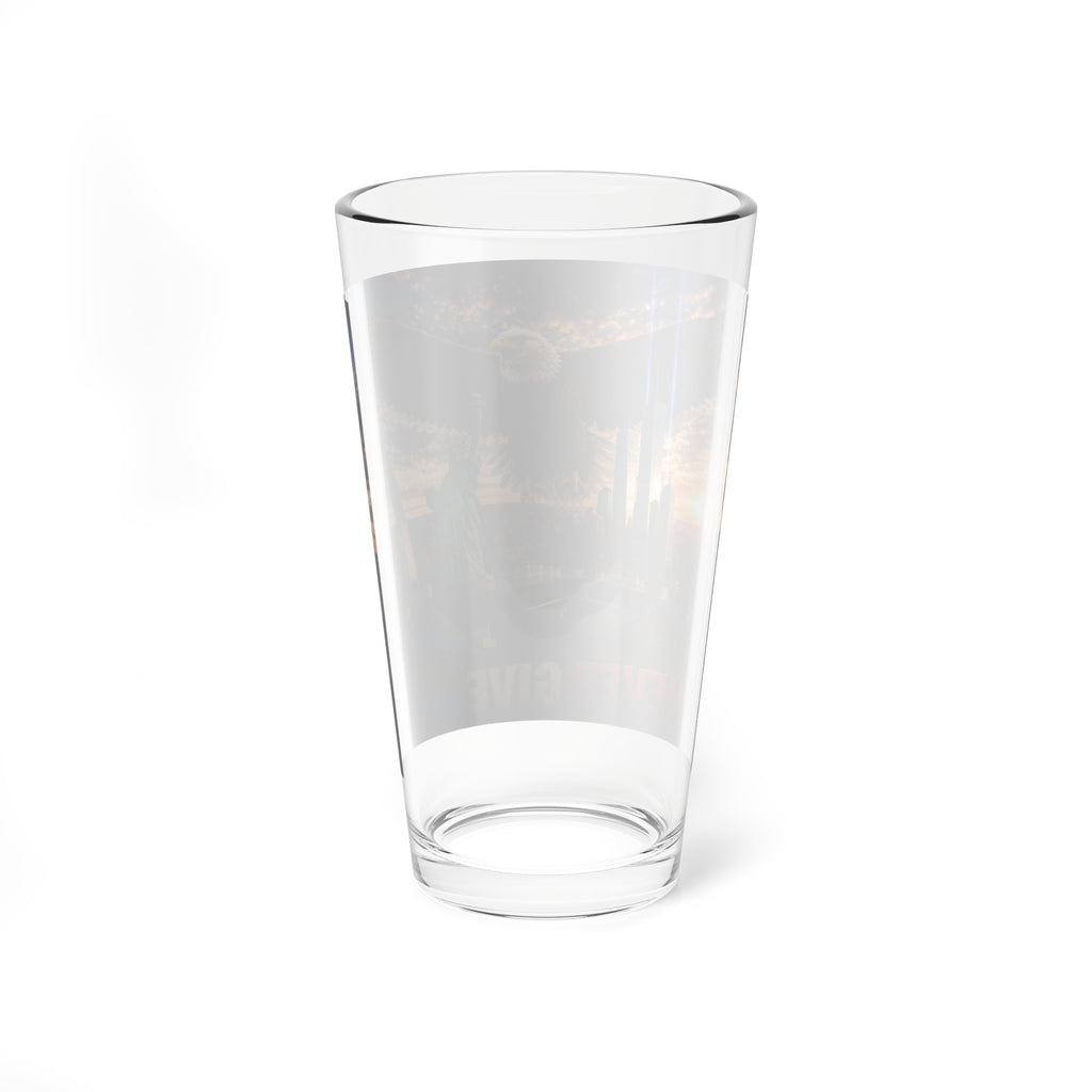 Never Give Up 16oz Mixing Glass – Patriotic Eagle & Cityscape Cocktail Glass