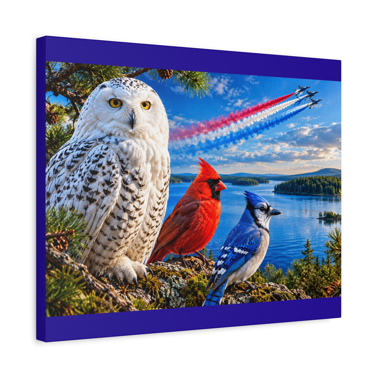 Three Birds by the Lakeside Wildlife Canvas
