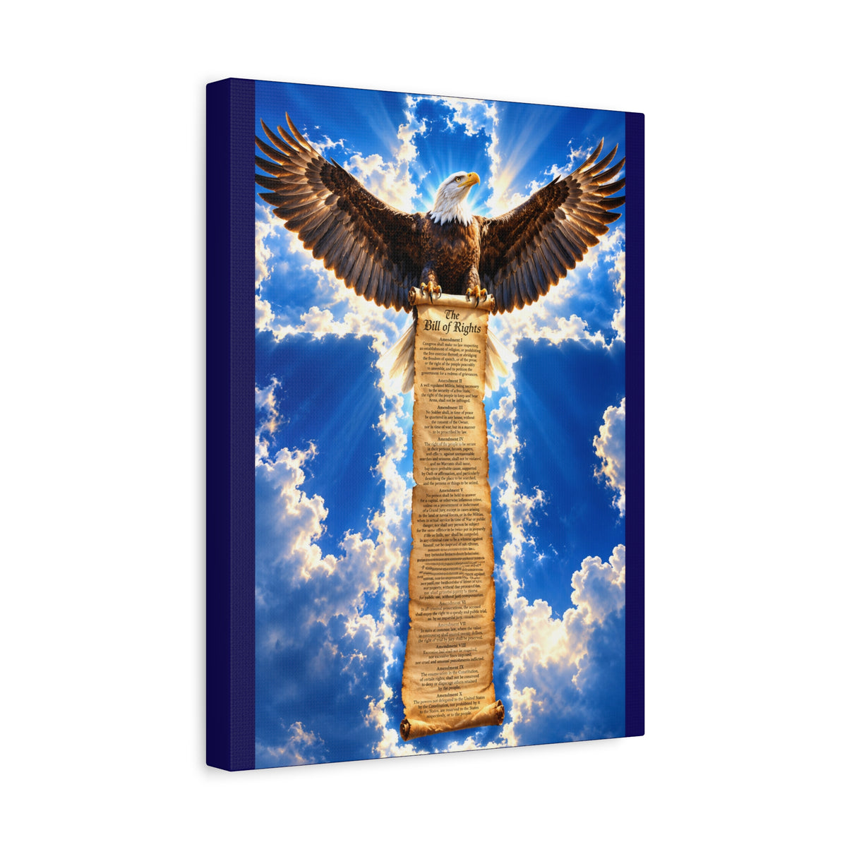 Eagle Cross Canvas Print — Bill of Rights Scroll Wall Art