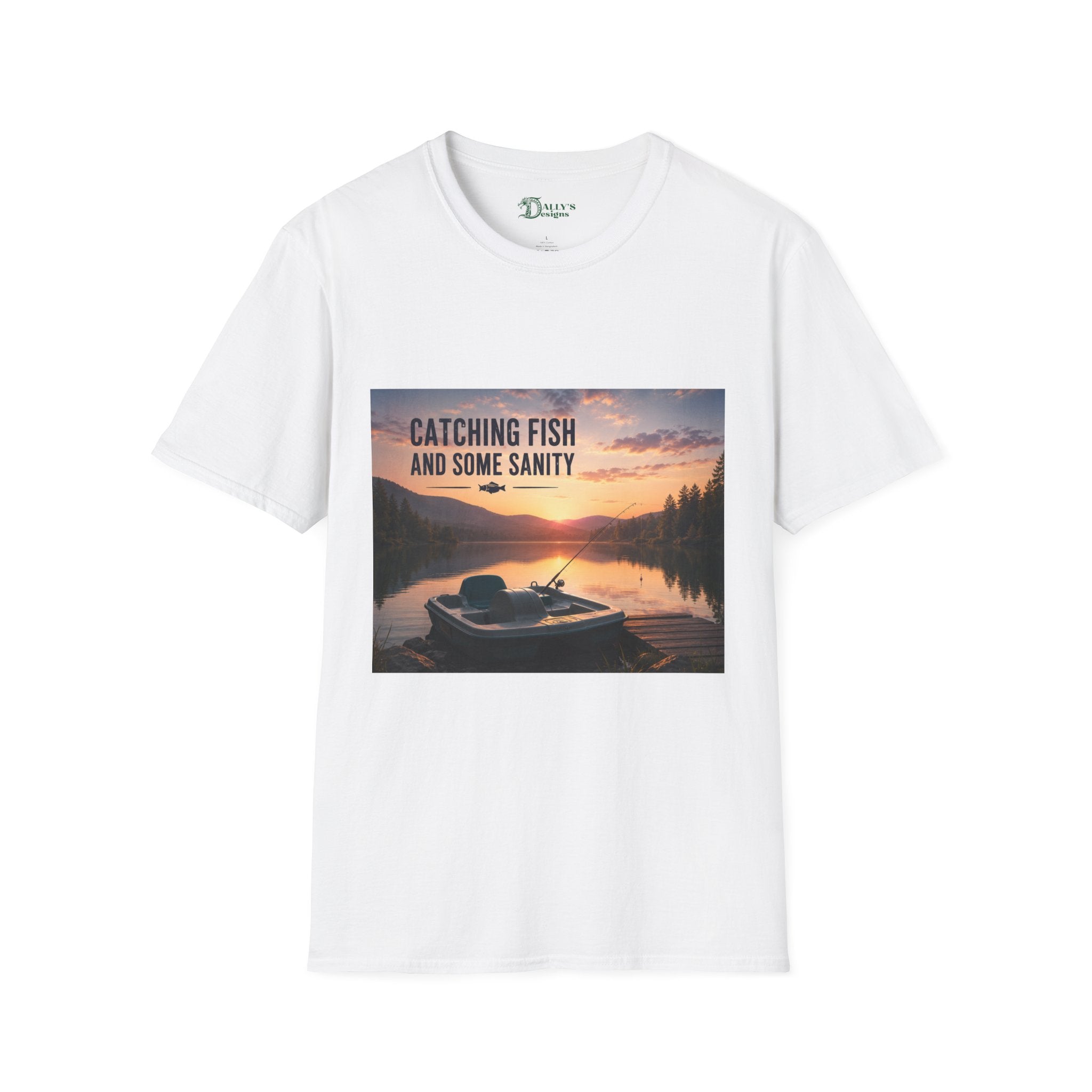 “Catching Fish and Some Sanity” Sunset Lake Graphic Tee
