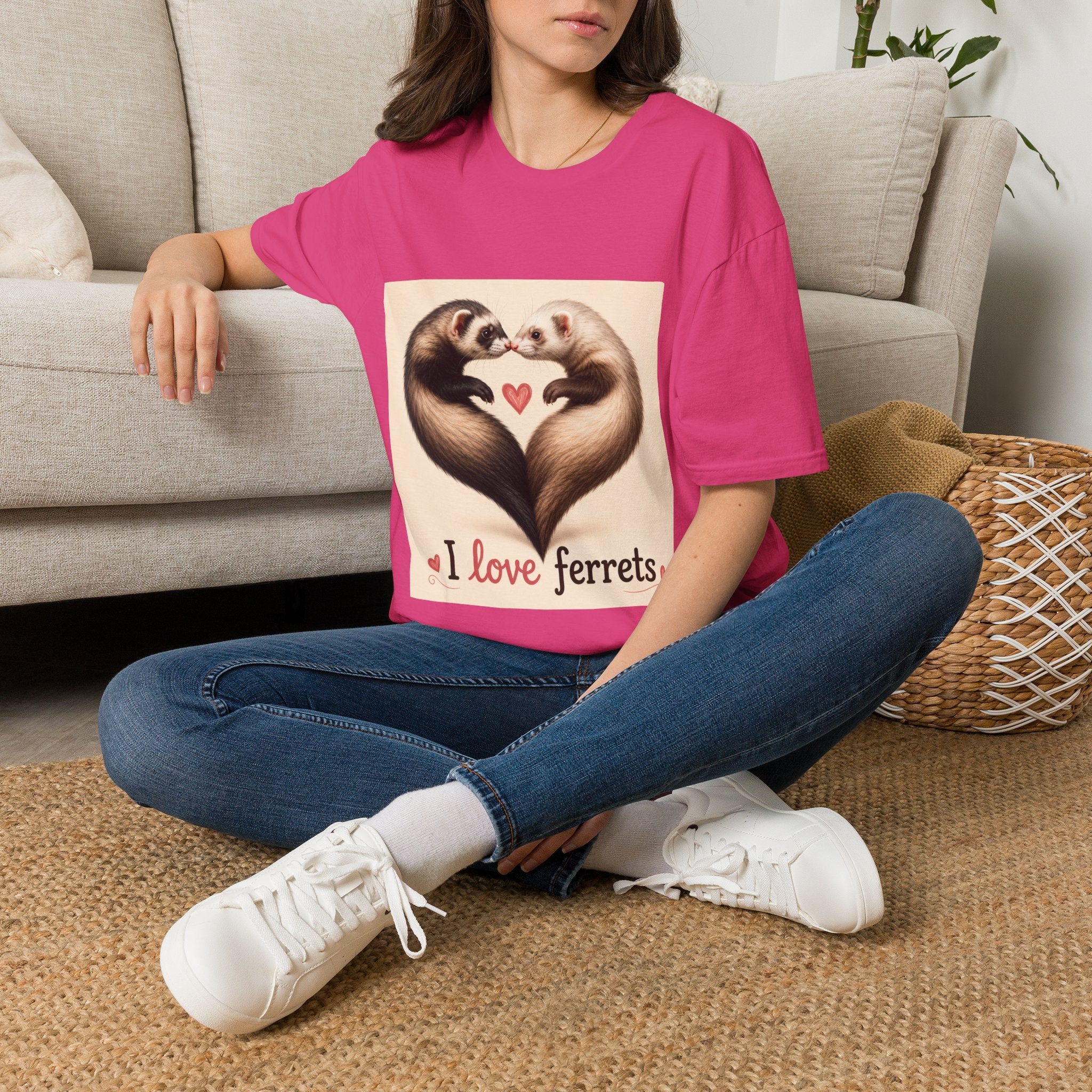 Ferret Heart T-Shirt — I Love Ferrets Cute Pet Lover Tee