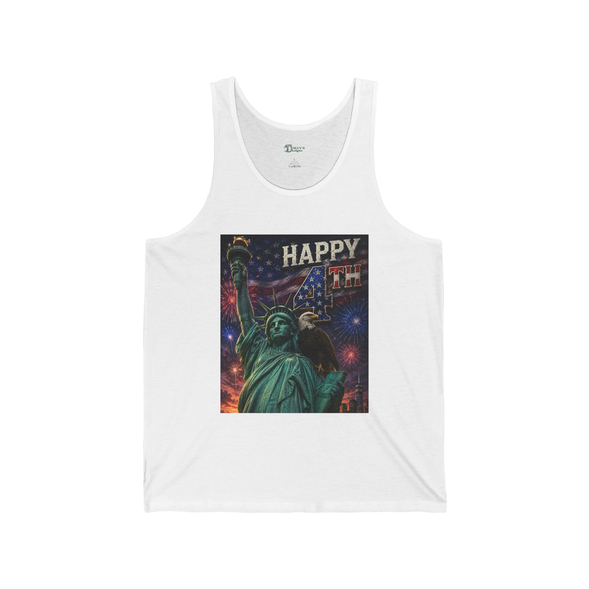 Statue of Liberty 'Happy' Independence Day Tank Top