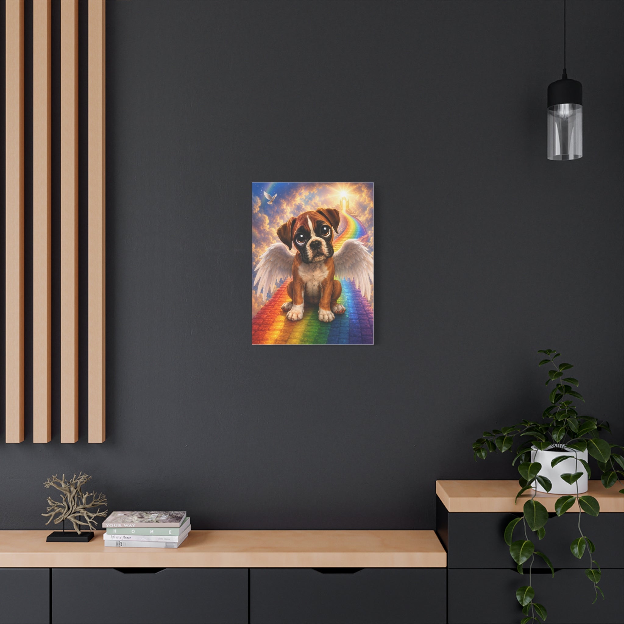 Canvas Print — Winged Boxer on Rainbow Path Wall Art