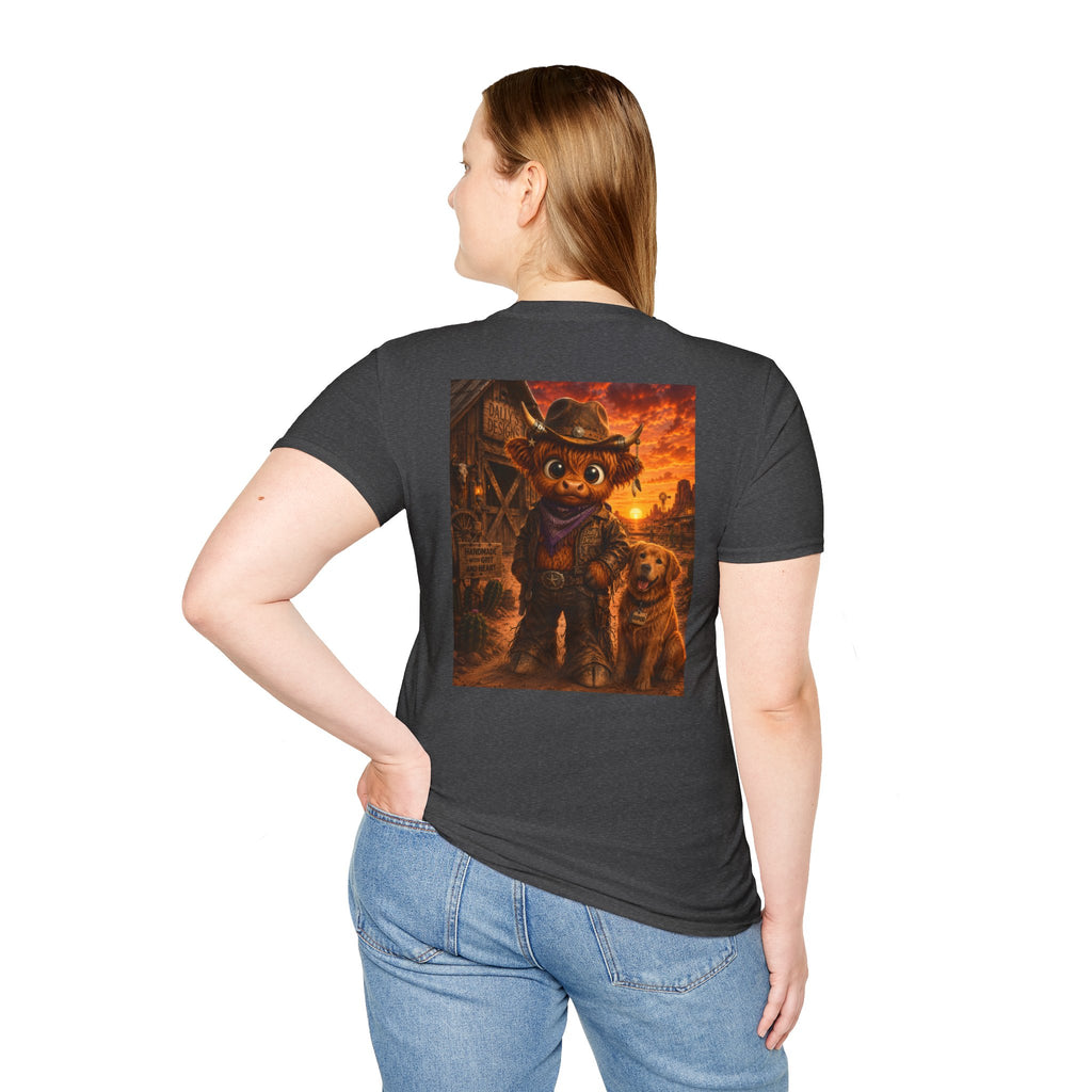 highland cow scottish cartoon cowboy t shirt