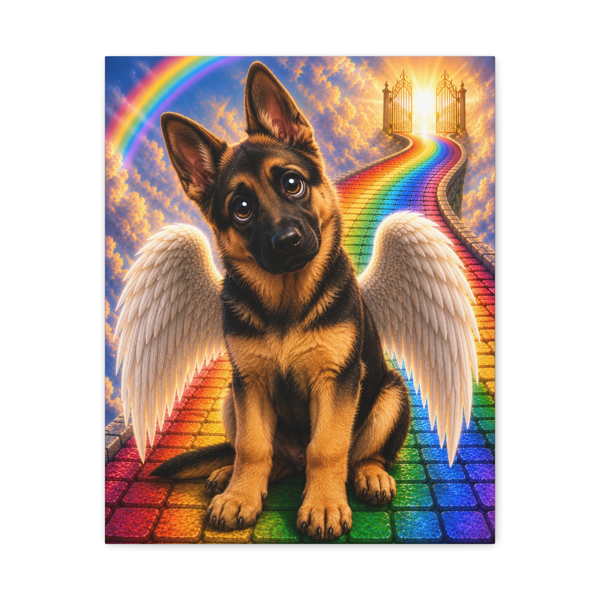 Angel German Shepherd Rainbow Canvas