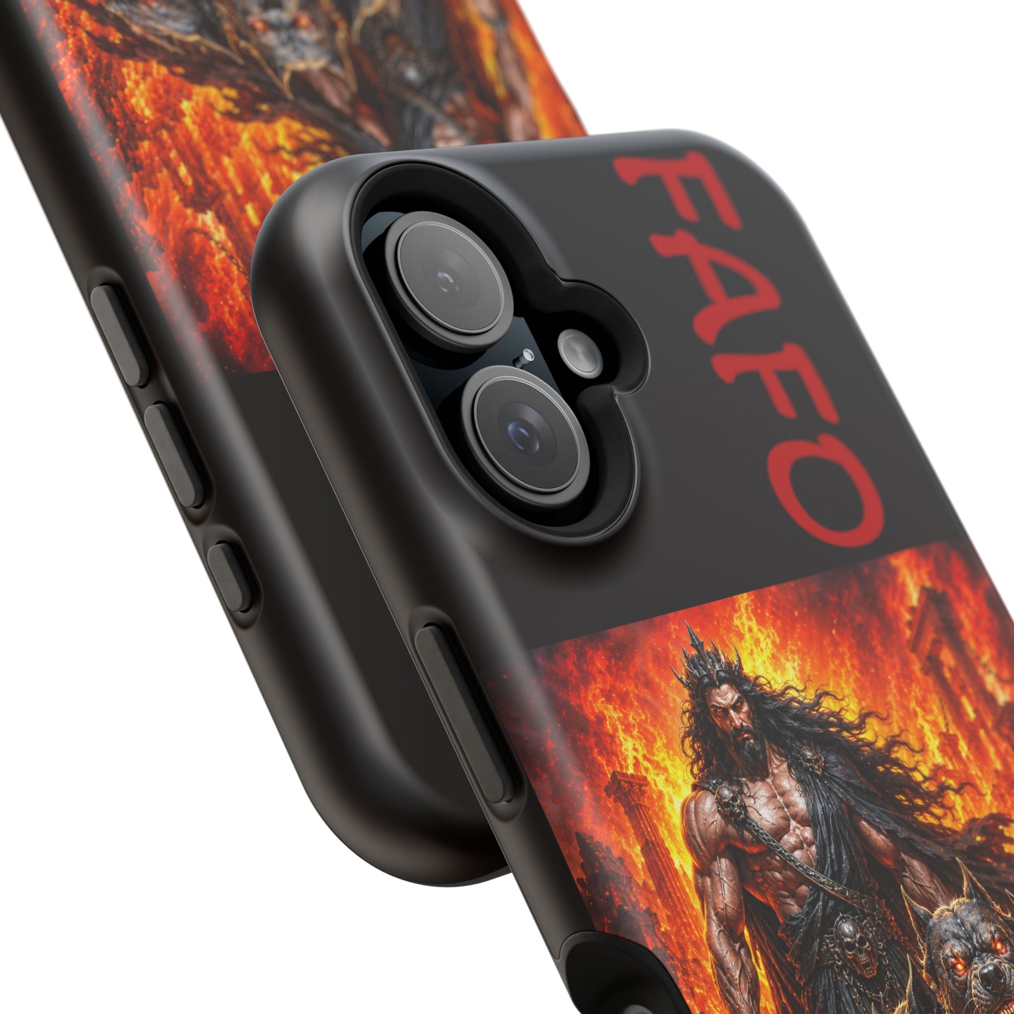 Phone Case —Hades  FAFO Warrior with Hellhound Fire Art (Magnetic Impact-Resistant)