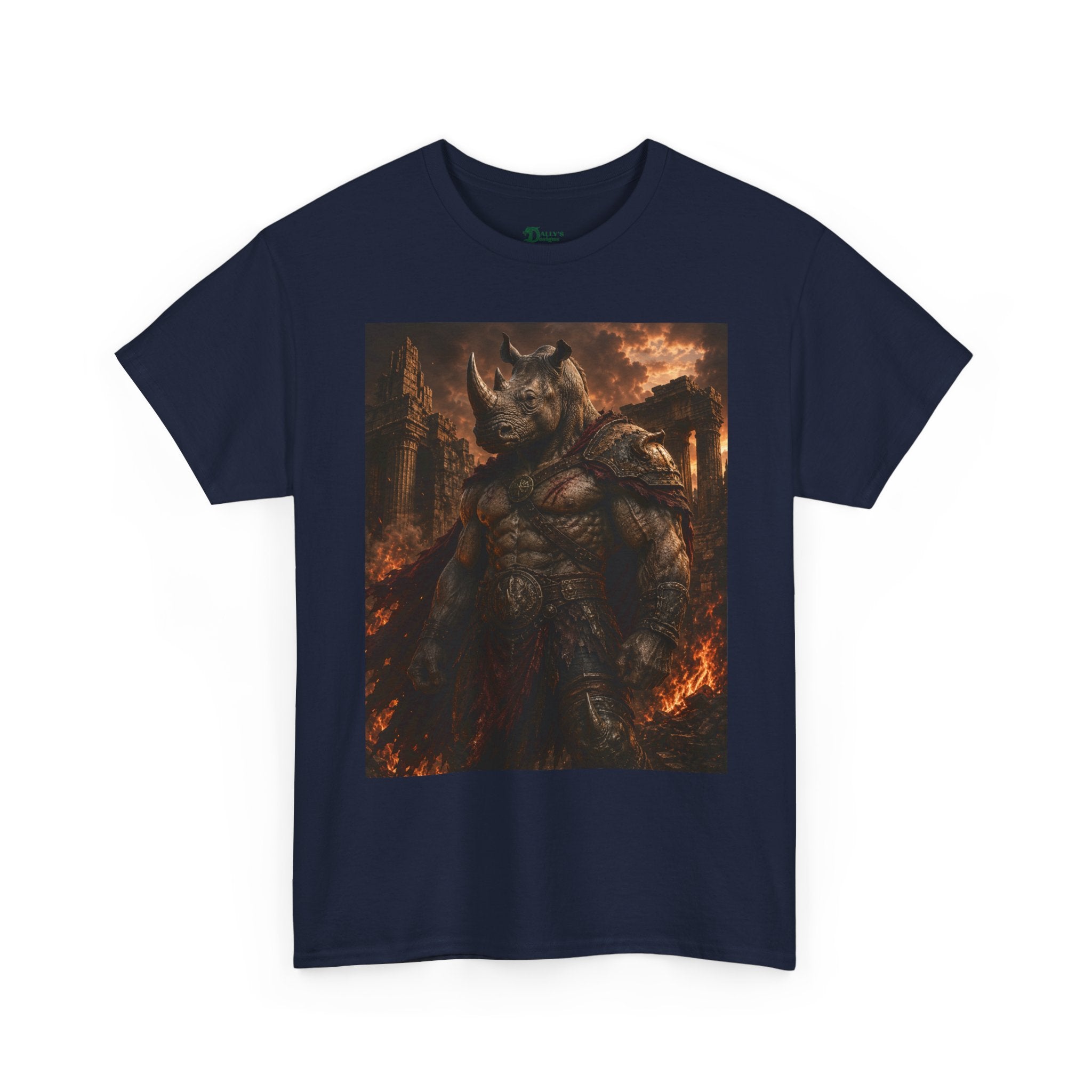 Fantasy rhino Warrior T-Shirt — Dark Fiery Gothic Graphic Tee