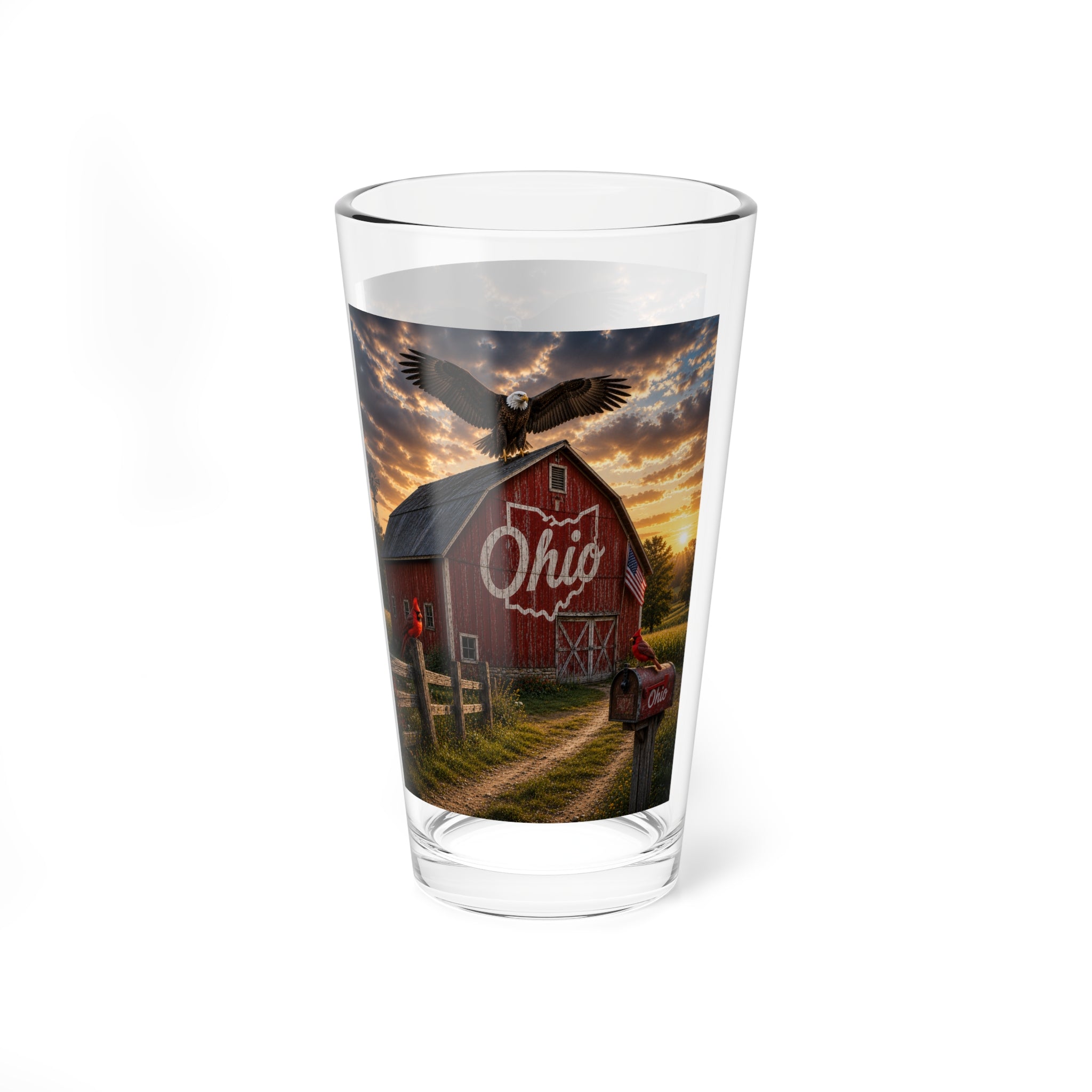 16oz Ohio Barn Mixing Glass – Rustic Farmhouse Cocktail Shaker Glass