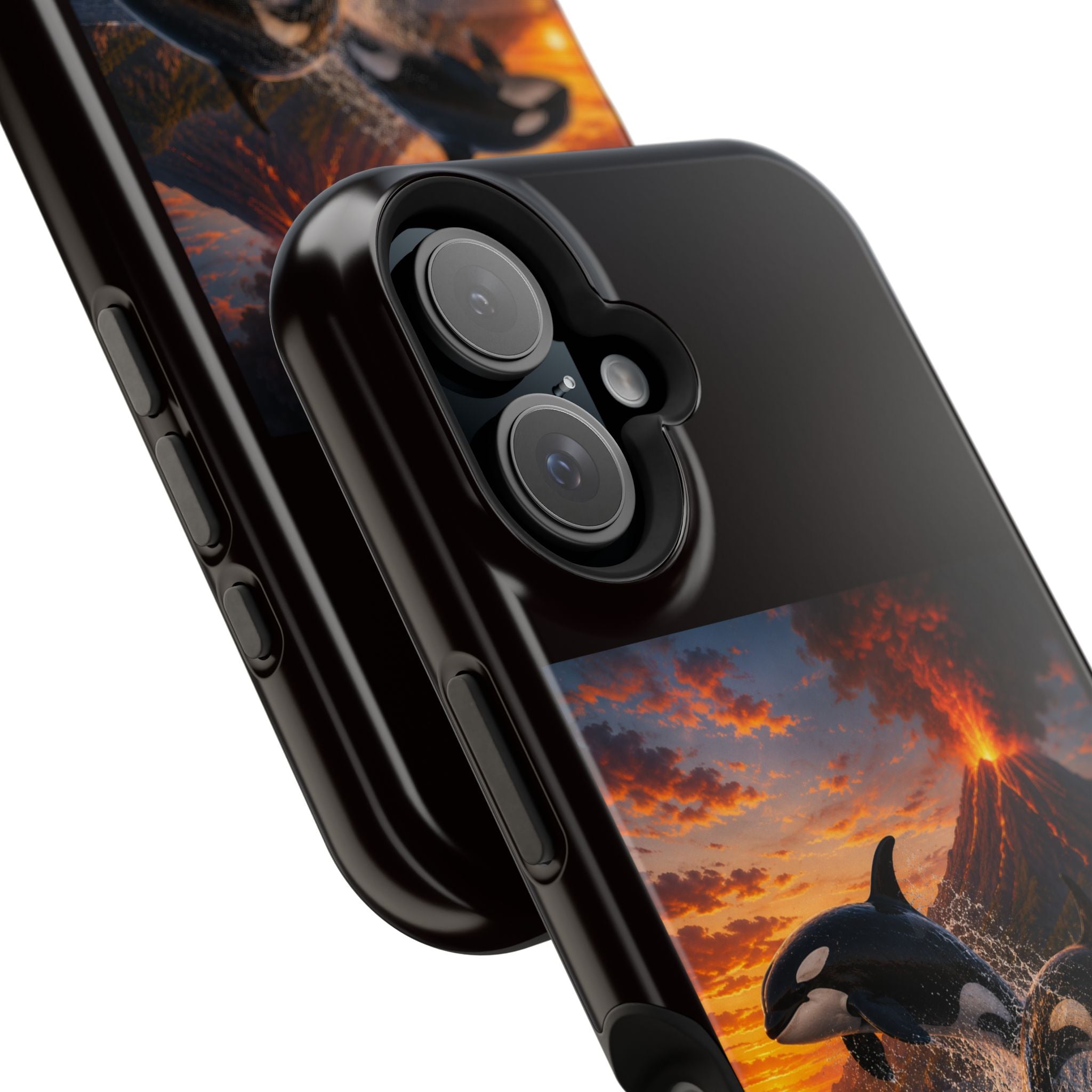 Orca Sunset Magnetic Phone Case — Volcano Ocean Wildlife Impact-Resistant Cover