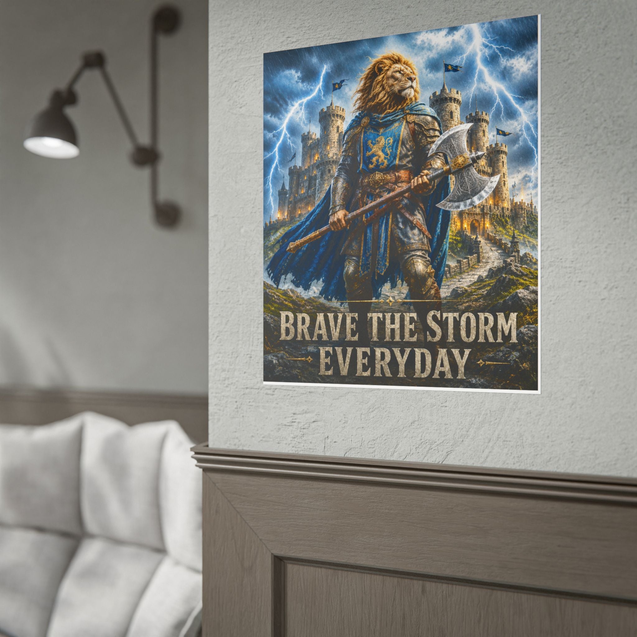 Brave the Storm — Lion Knight Castle Wall Art