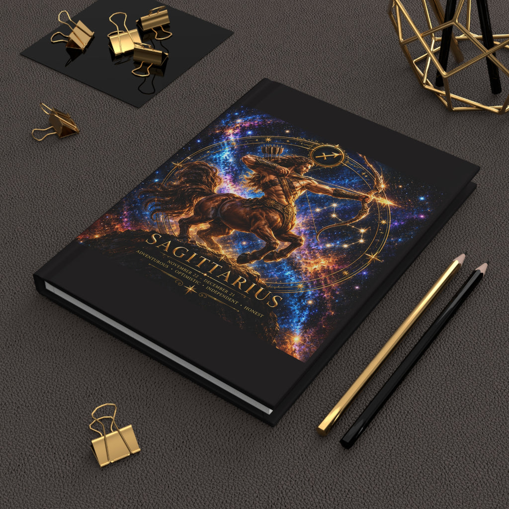 Sagittarius Hardcover Journal — Lined Astrological Notebook with Zodiac Archer Design