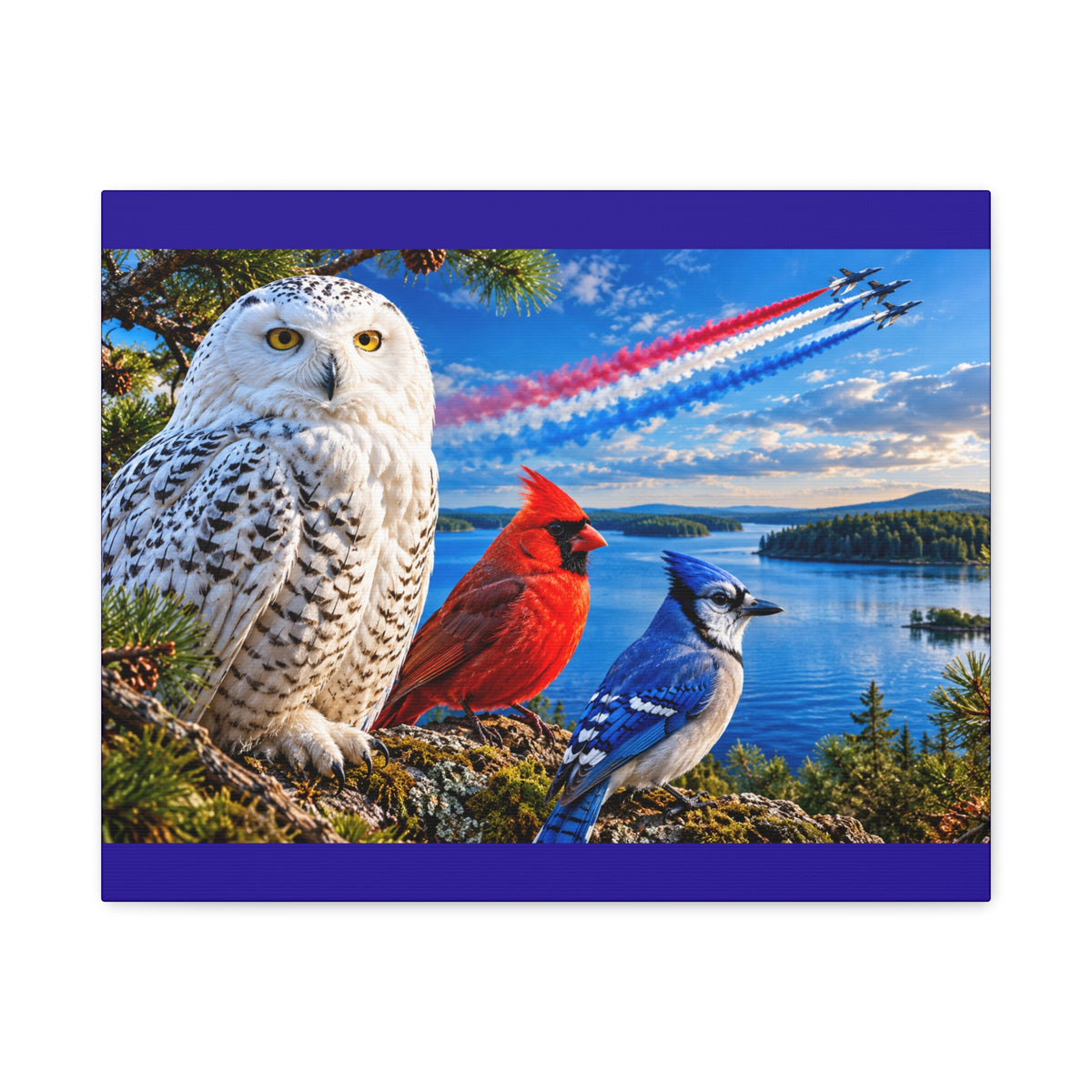 Three Birds by the Lakeside Wildlife Canvas