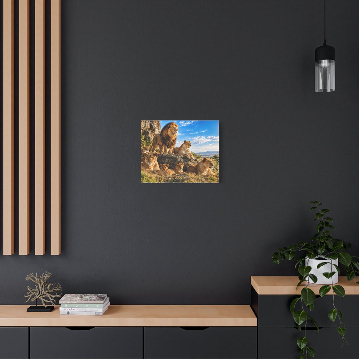 Lion Pride Canvas Print — Stretched Matte Wall Art for Safari, Nursery, or Living Room