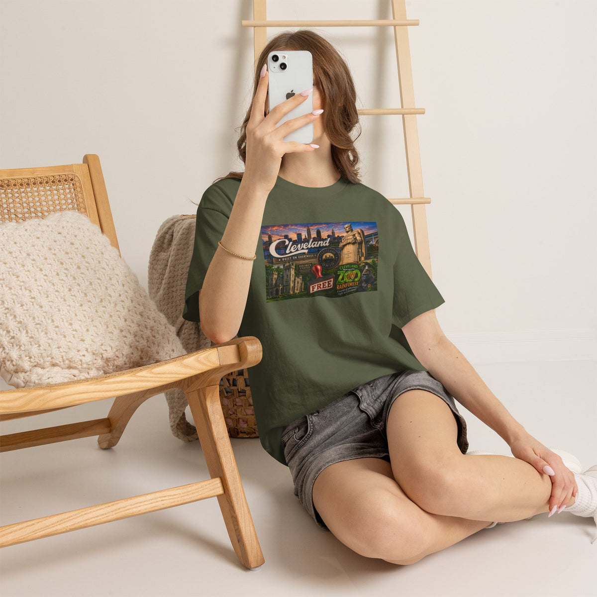 Cleveland Retro Postcard Tee — Vintage City Skyline T‑Shirt