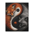 Yin Yang Foxes Canvas Wall Art — Red & Silver Fox Yin-Yang Print