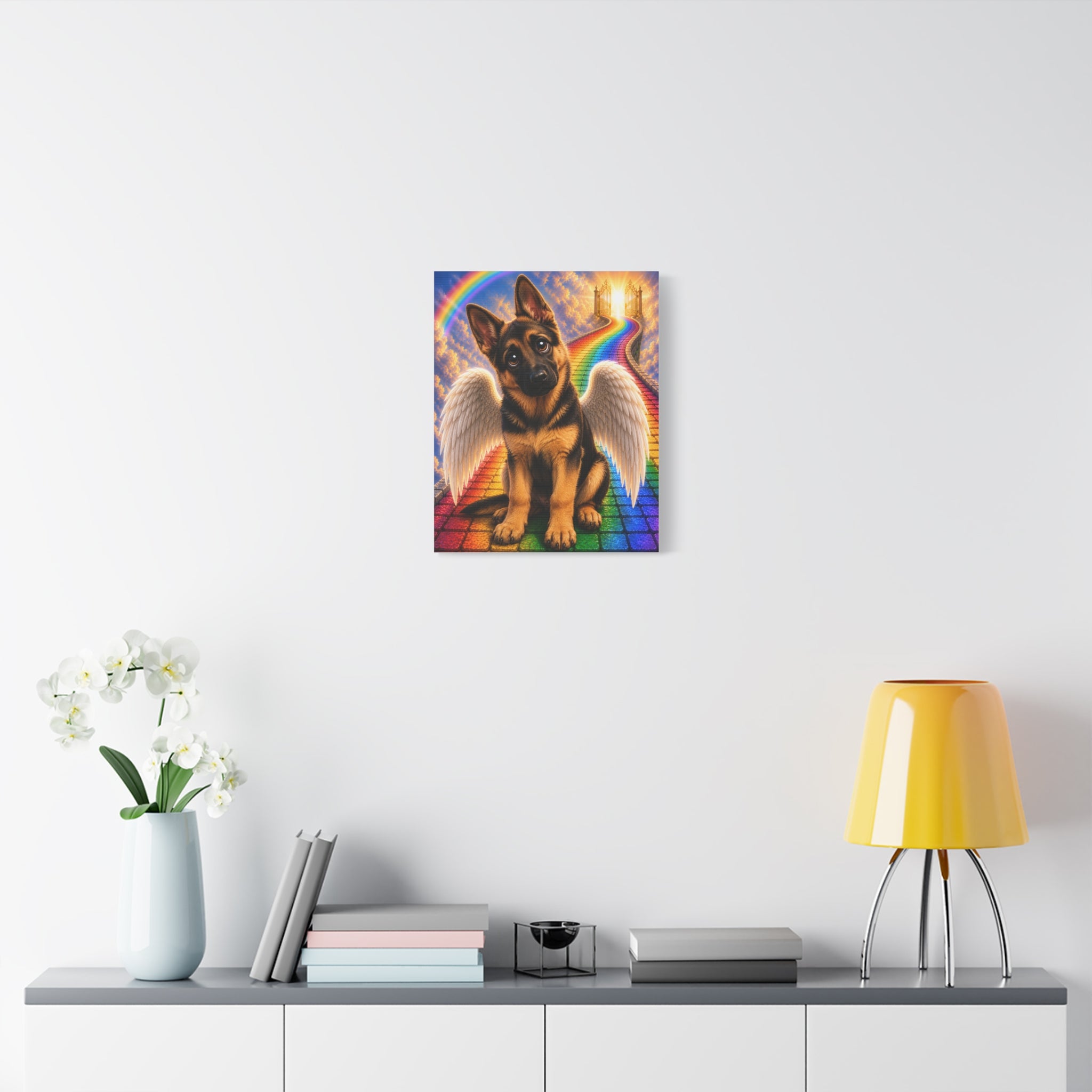 Angel German Shepherd Rainbow Canvas