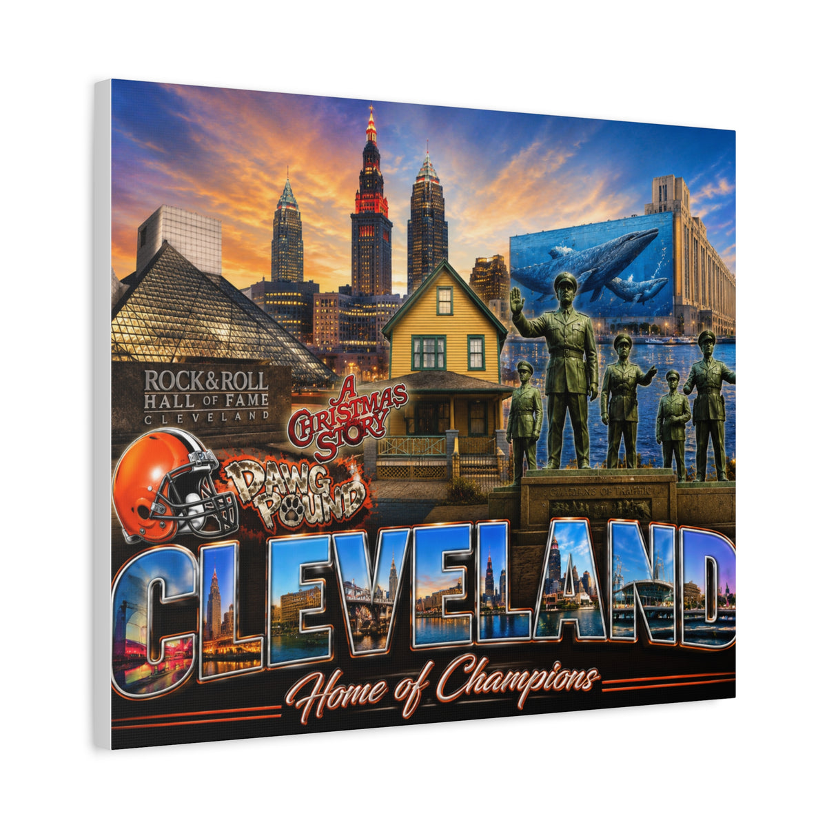 Cleveland Photo Collage Canvas — Home of Champions Matte Stretched Wall Art