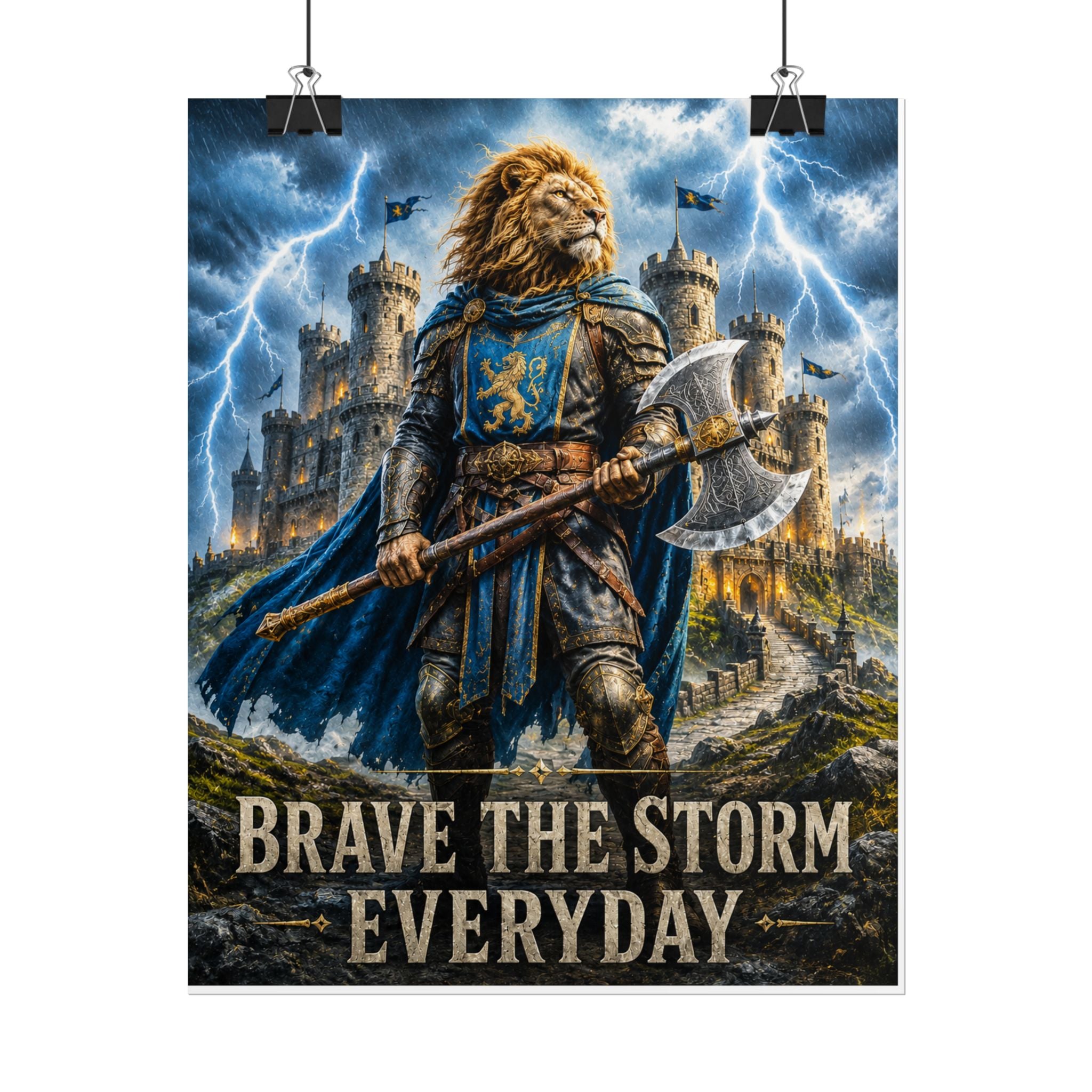 Brave the Storm — Lion Knight Castle Wall Art