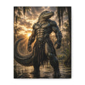 Alligator Warrior Matte Stretched Canvas Wall Art
