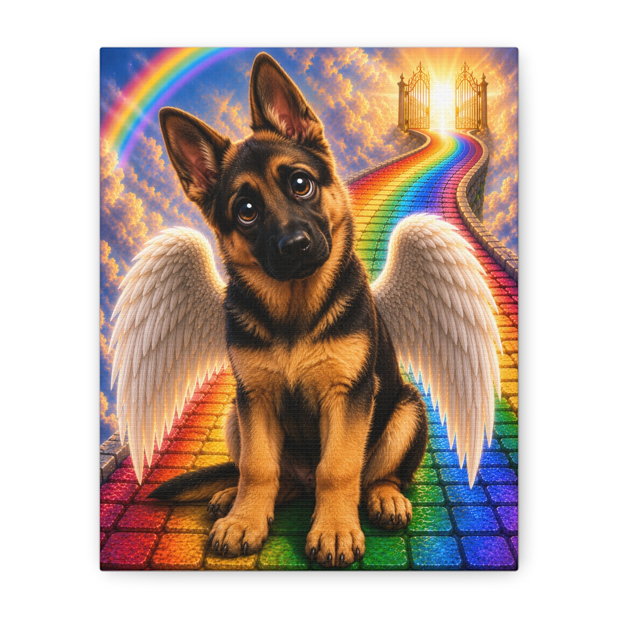 Angel German Shepherd Rainbow Canvas