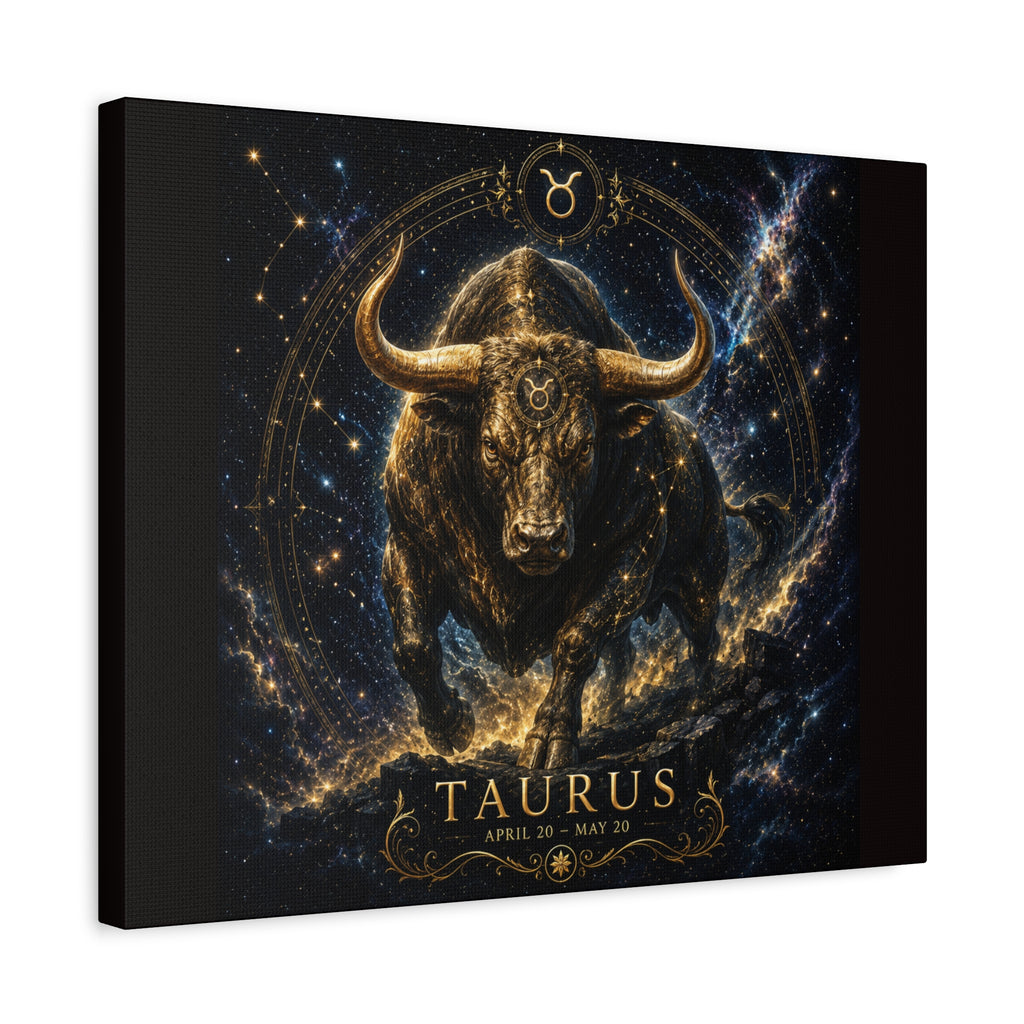 Taurus Zodiac Canvas Print — Matte Stretched Wall Art (April 20–May 20)