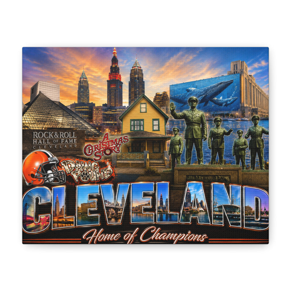 Cleveland Photo Collage Canvas — Home of Champions Matte Stretched Wall Art