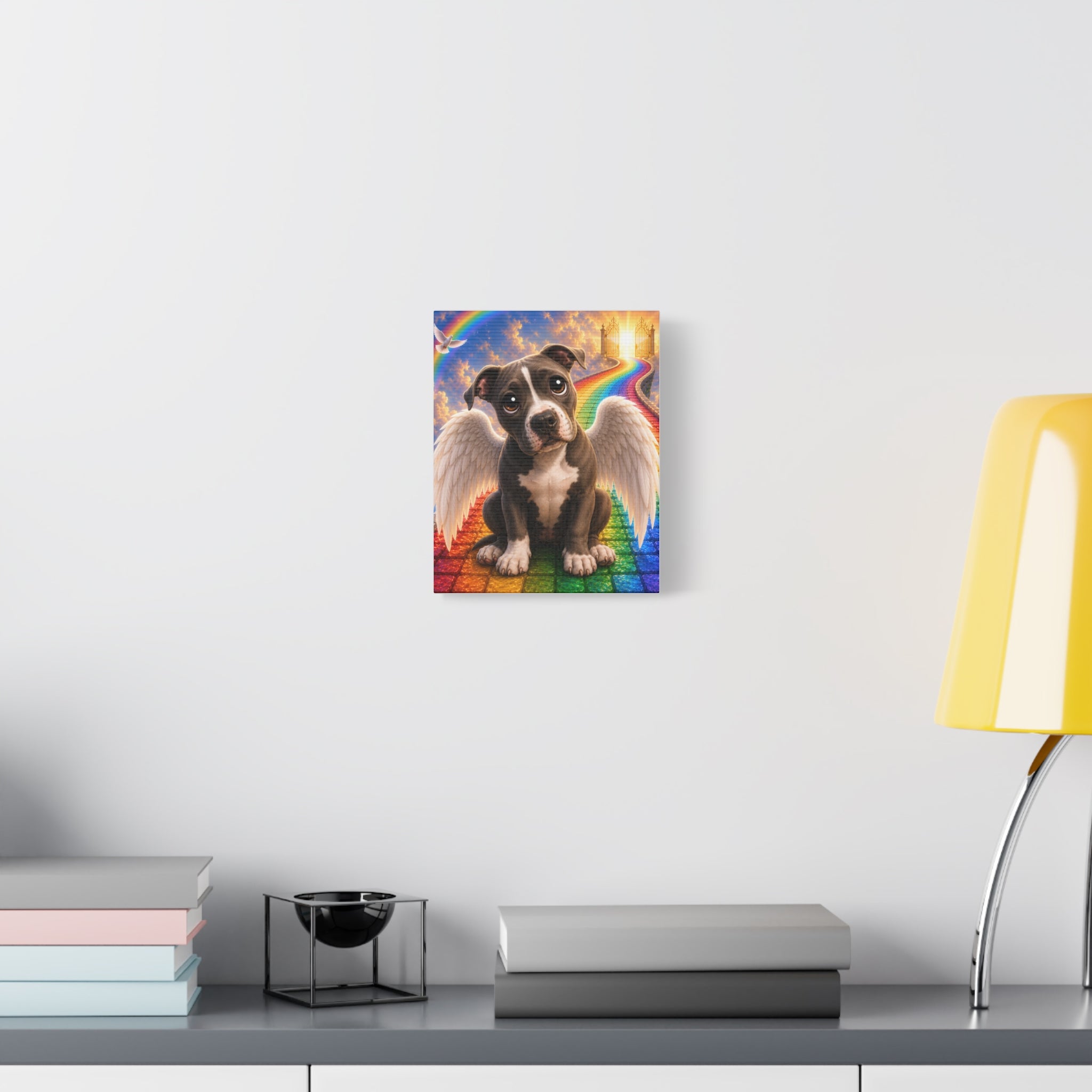Angel Pitbull Rainbow Canvas Wall Art