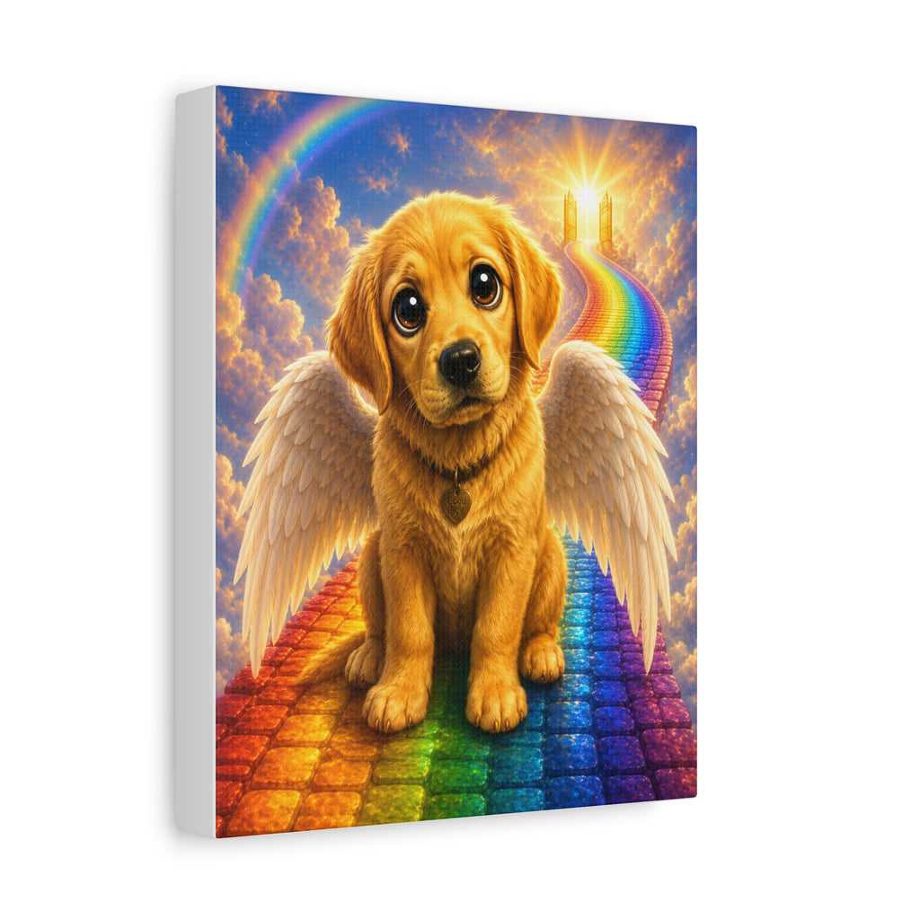 Rainbow Bridge Angel golden retriever Canvas