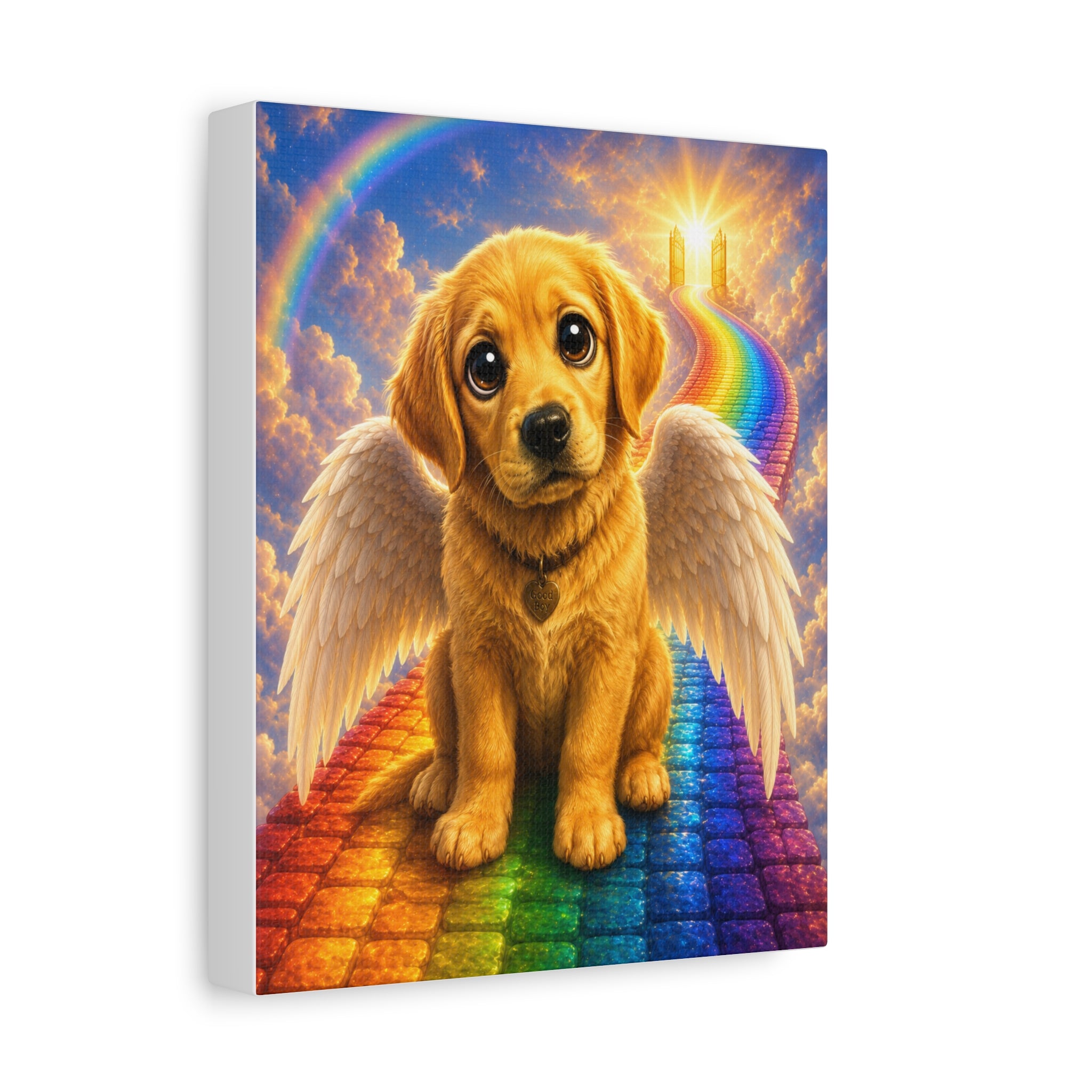 Rainbow Bridge Angel golden retriever Canvas