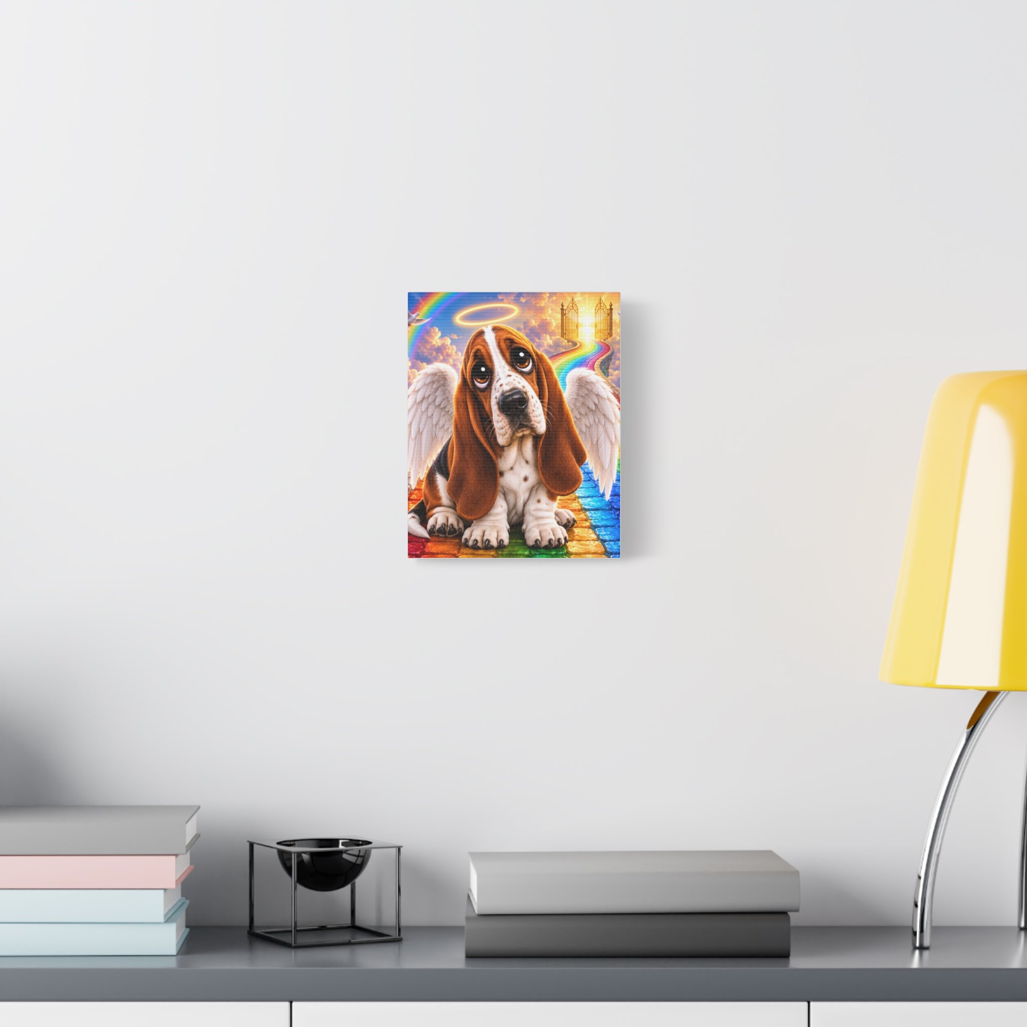 Angel Basset Hound Canvas Wall Art — Rainbow Bridge Memorial Matte Print