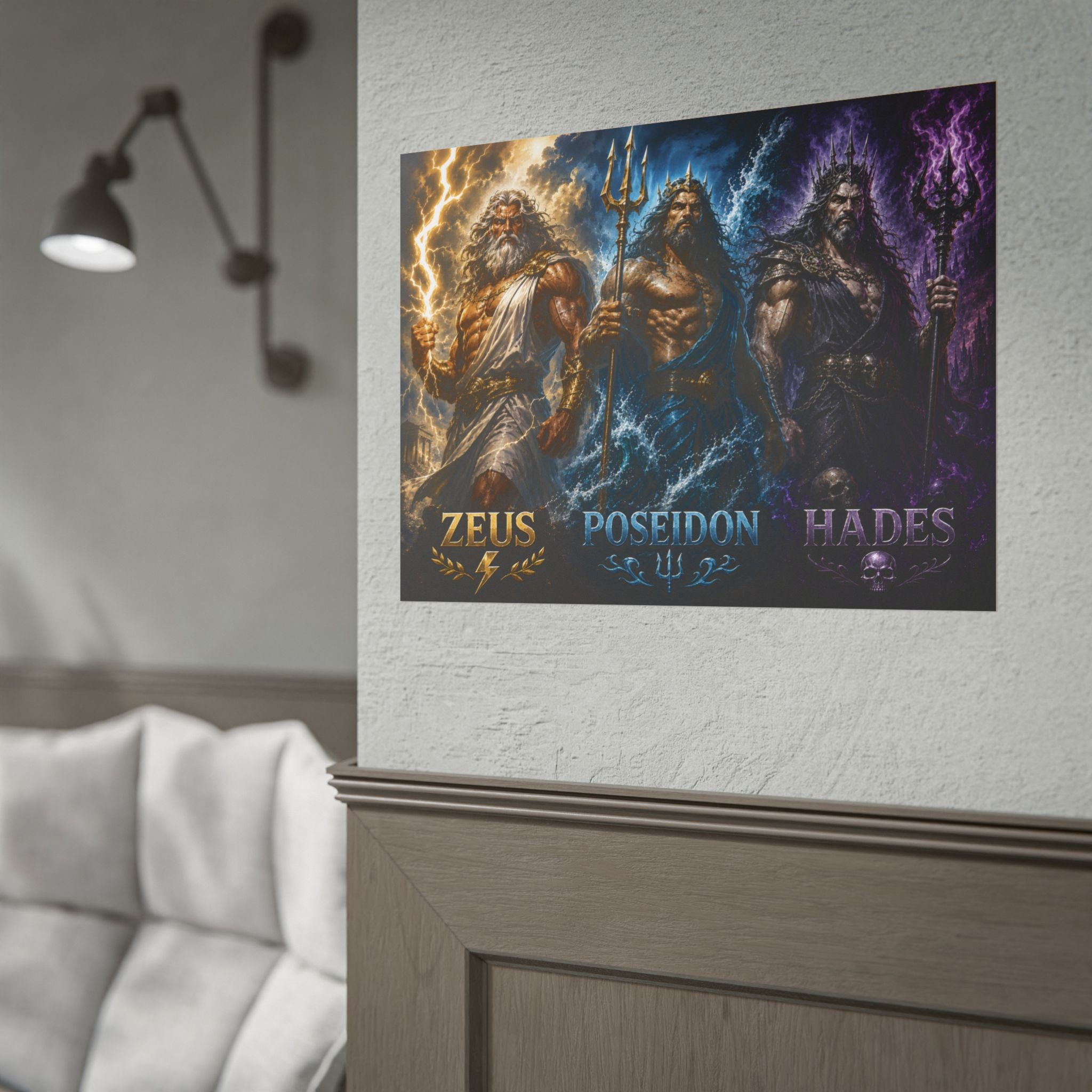 Greek Gods Trio Poster — Zeus, Poseidon & Hades Rolled Art Print