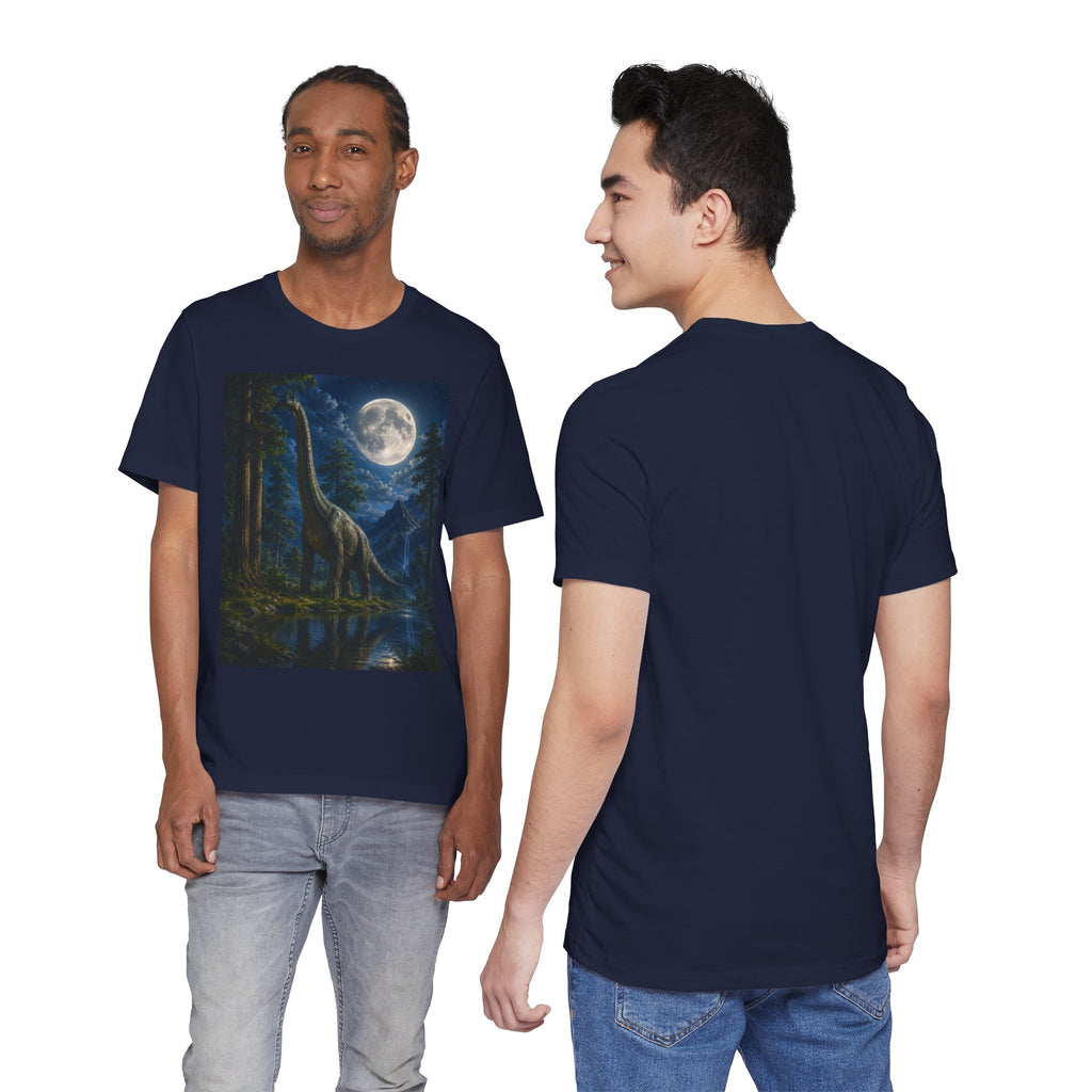 Brachiosaurus Moonlight T‑Shirt — Night Forest Dino Graphic Tee