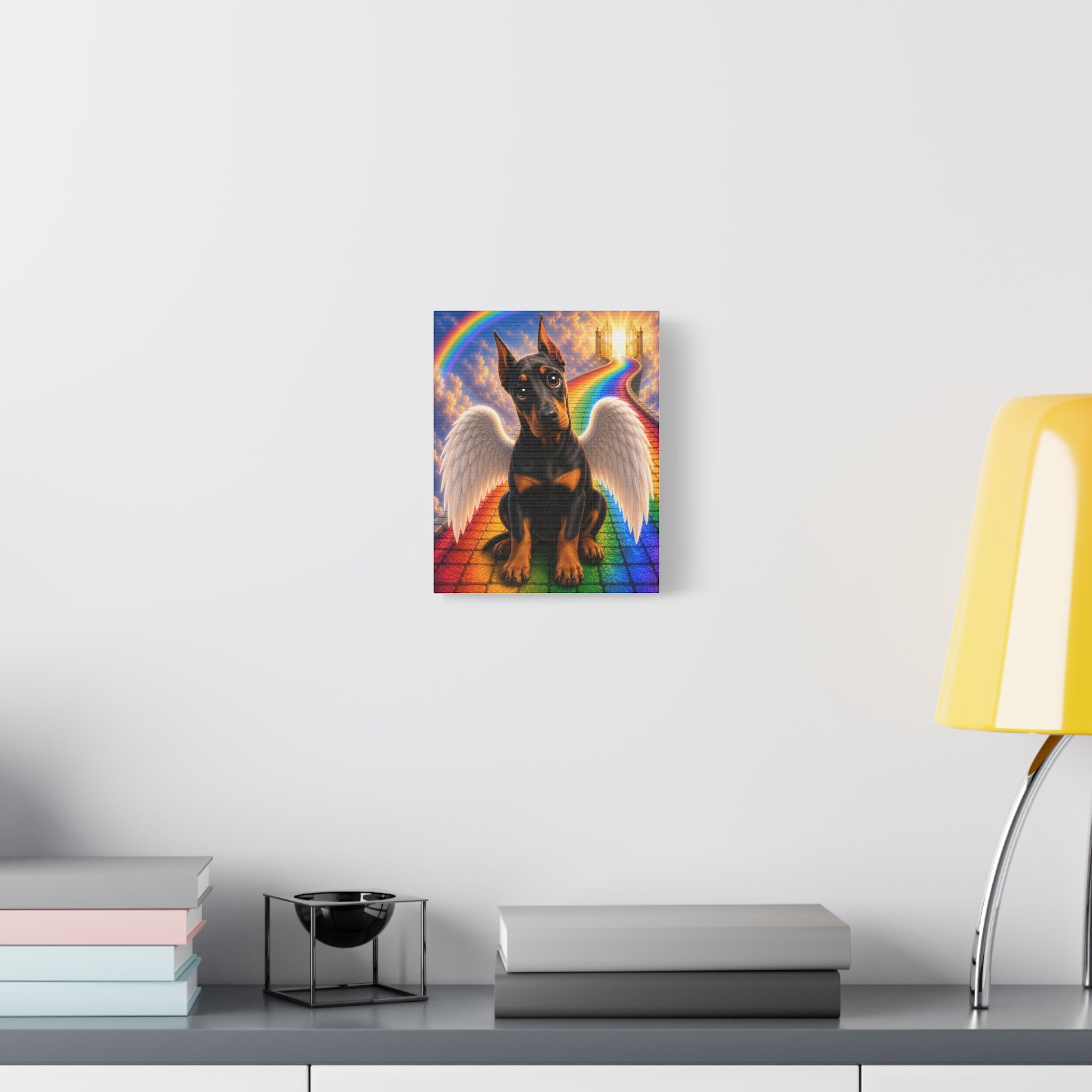 Doberman Angel Canvas Print — Rainbow Bridge Pet Memorial Wall Art