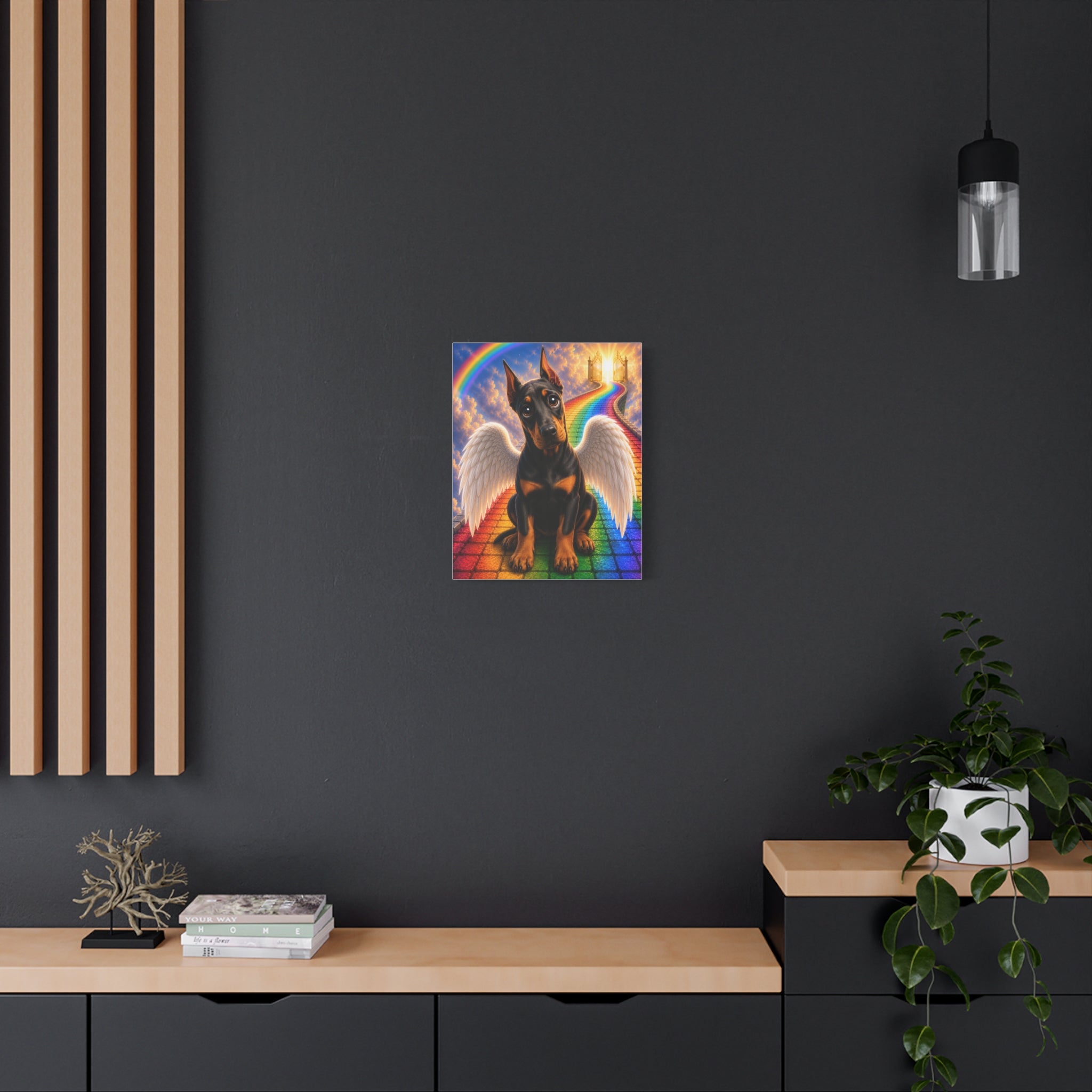 Doberman Angel Canvas Print — Rainbow Bridge Pet Memorial Wall Art
