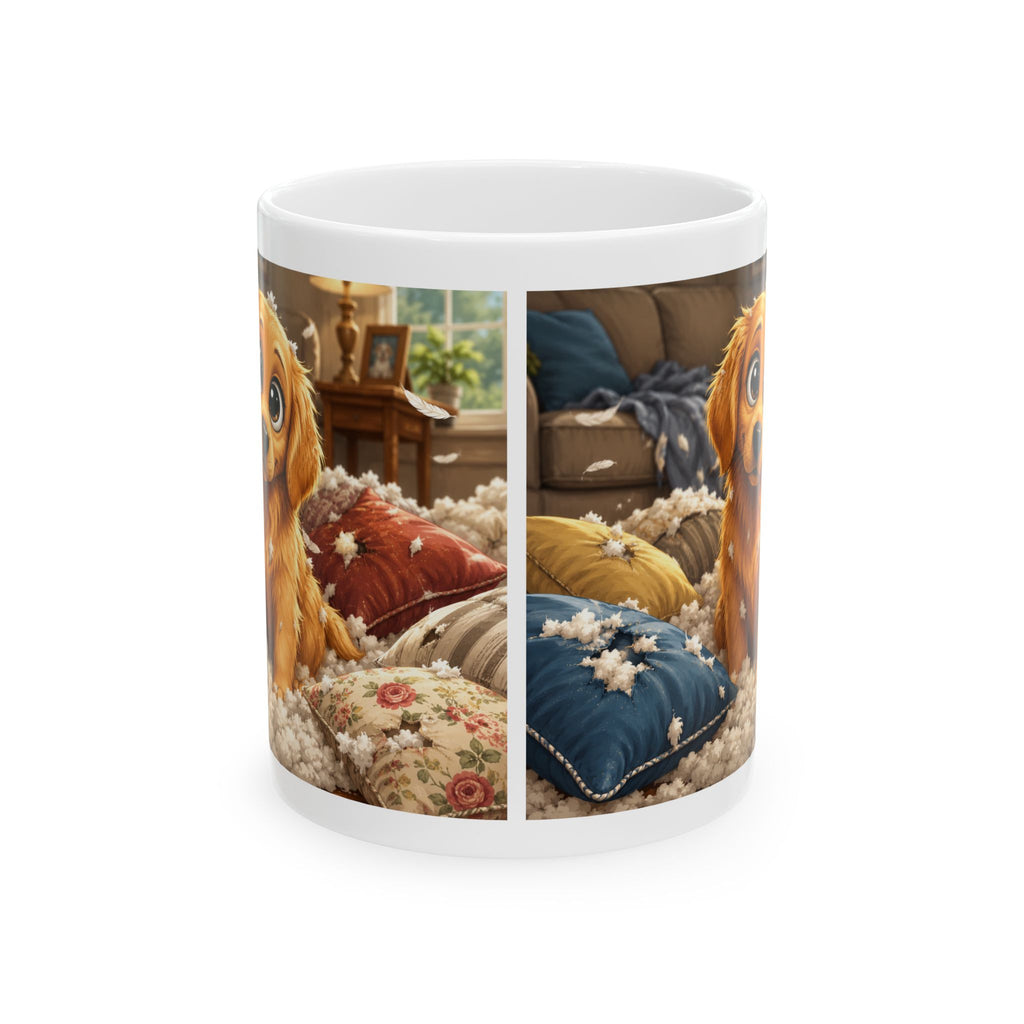 Cute Puppy on Pillows Coffee Cup (11oz & 15oz)