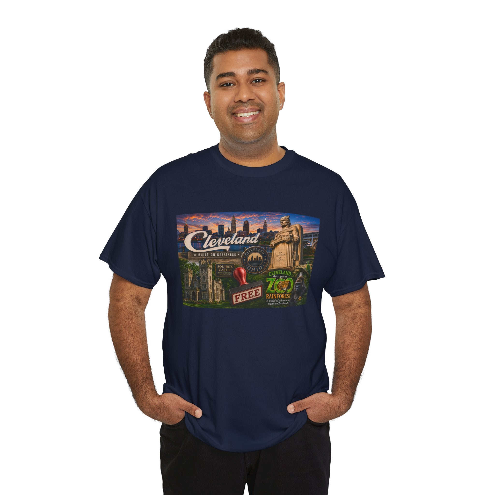 Cleveland Retro Postcard Tee — Vintage City Skyline T‑Shirt