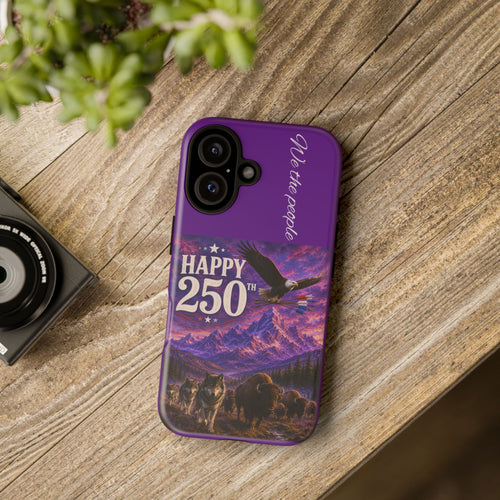 "Happy 250th" Patriotic Eagle, Bison & Wolves Scenic Tough phone Case